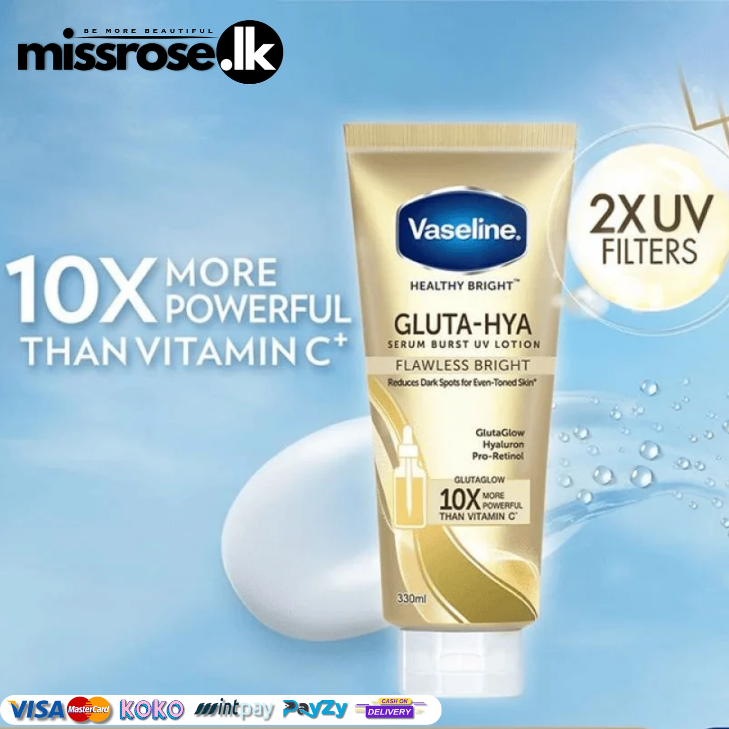 Vaseline® Gluta-Hya Serum Burst Lotion Flawless Bright 330ml