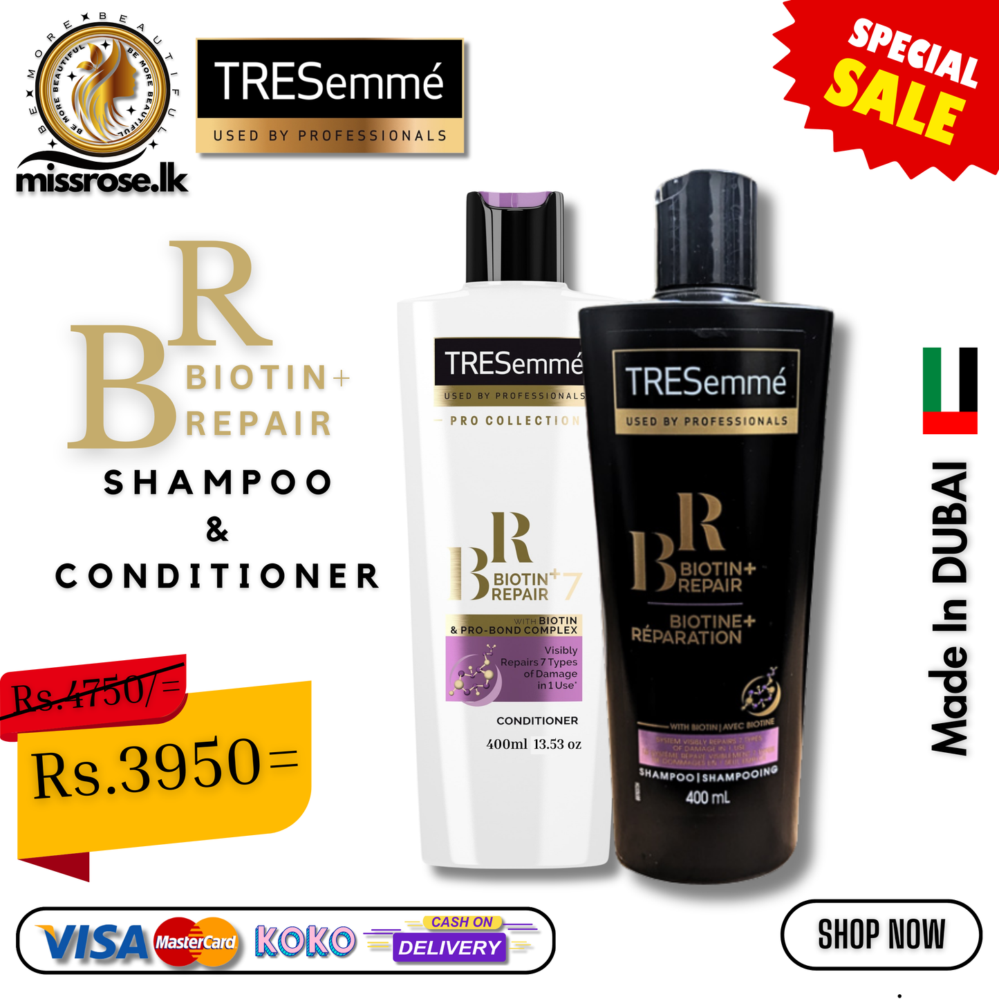 TRESemmé Biotin+ Repair Shampoo & Conditioner (400ml each)