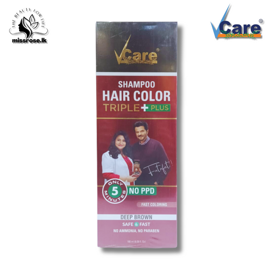 VCare Shampoo Hair Colour Shampoo, Dark Brown 180ml for Women and Men