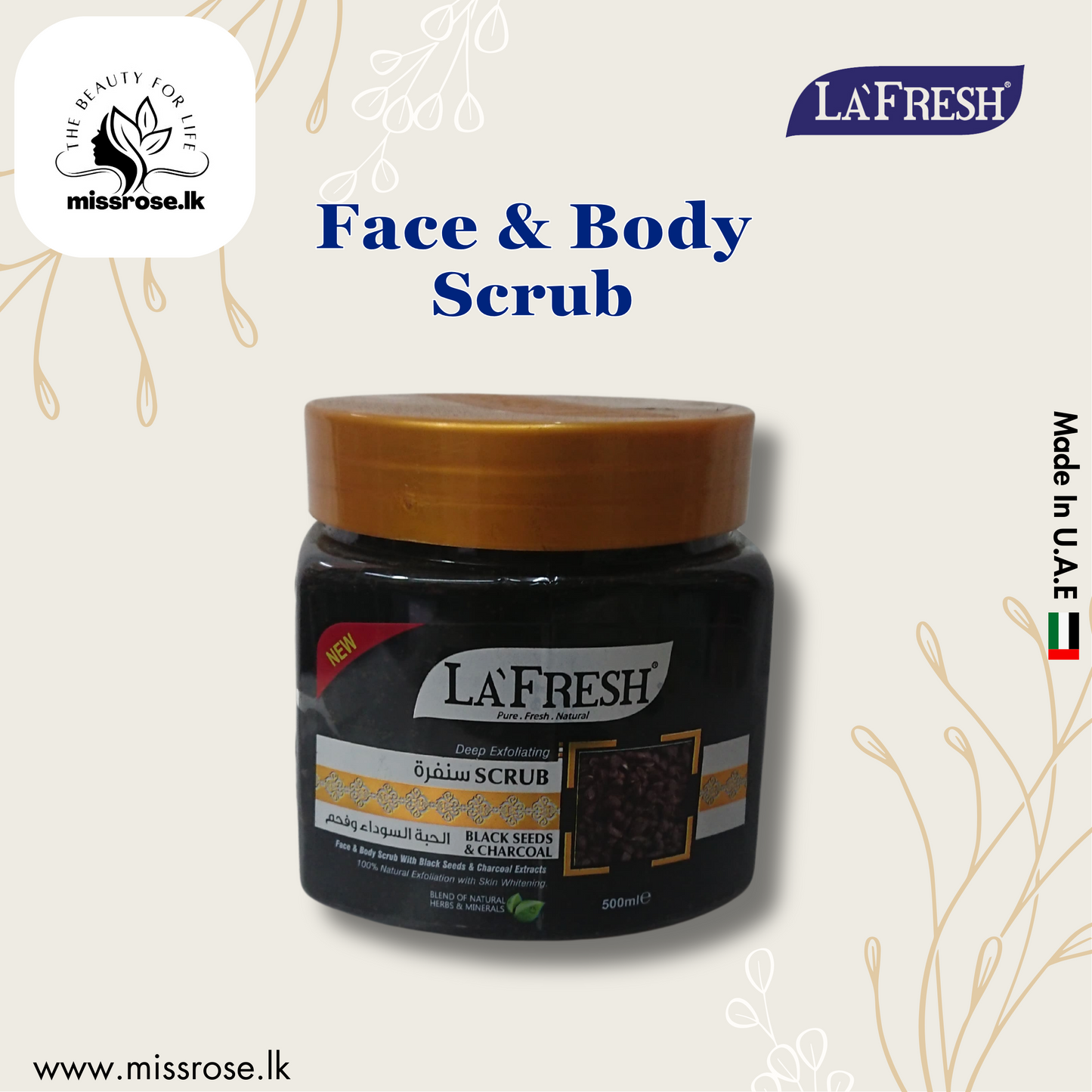 La Fresh Black Seeds & Charcoal Scrub Face Care (500ML) - missrose.lk