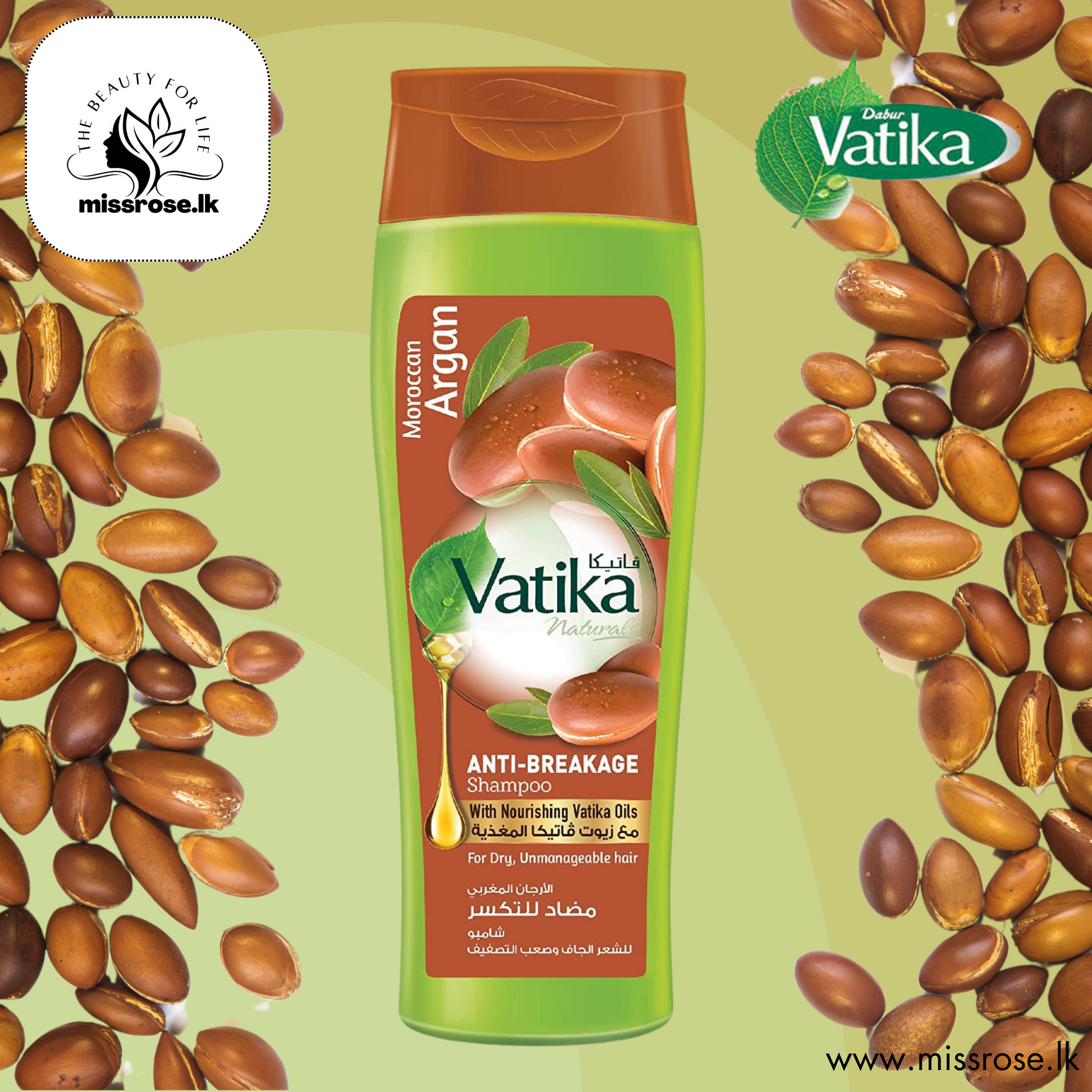 Vatika Moroccan Argan Anti-Breakage Shampoo 400ml - missrose.lk