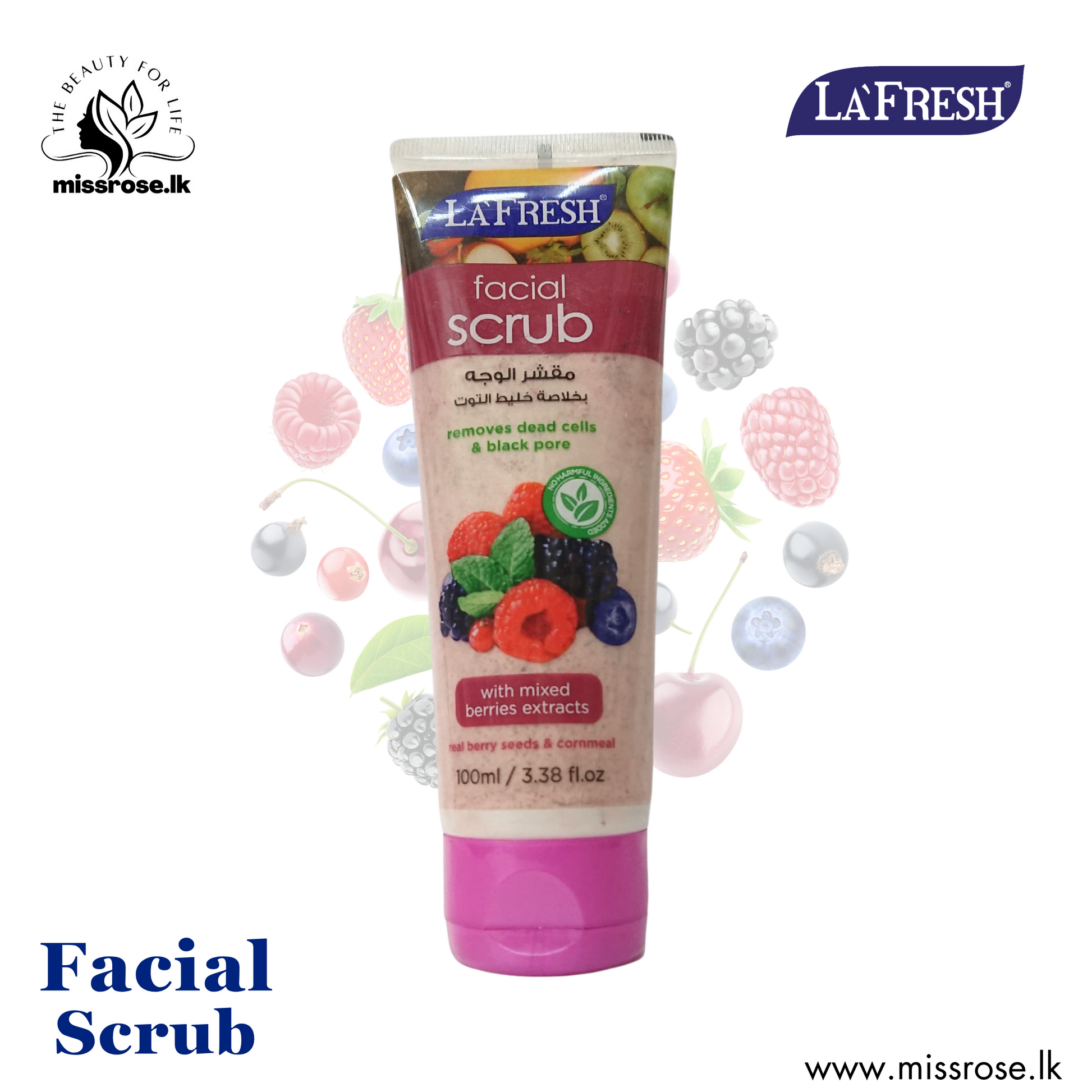 LA’FRESH FACIAL SCRUB WITH MIXED BERRIES EXTRACTS 100ml - missrose.lk