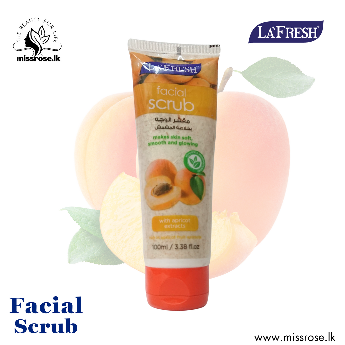 LA’FRESH FACIAL SCRUB WITH APRICOT EXTRACTS 100ml - missrose.lk