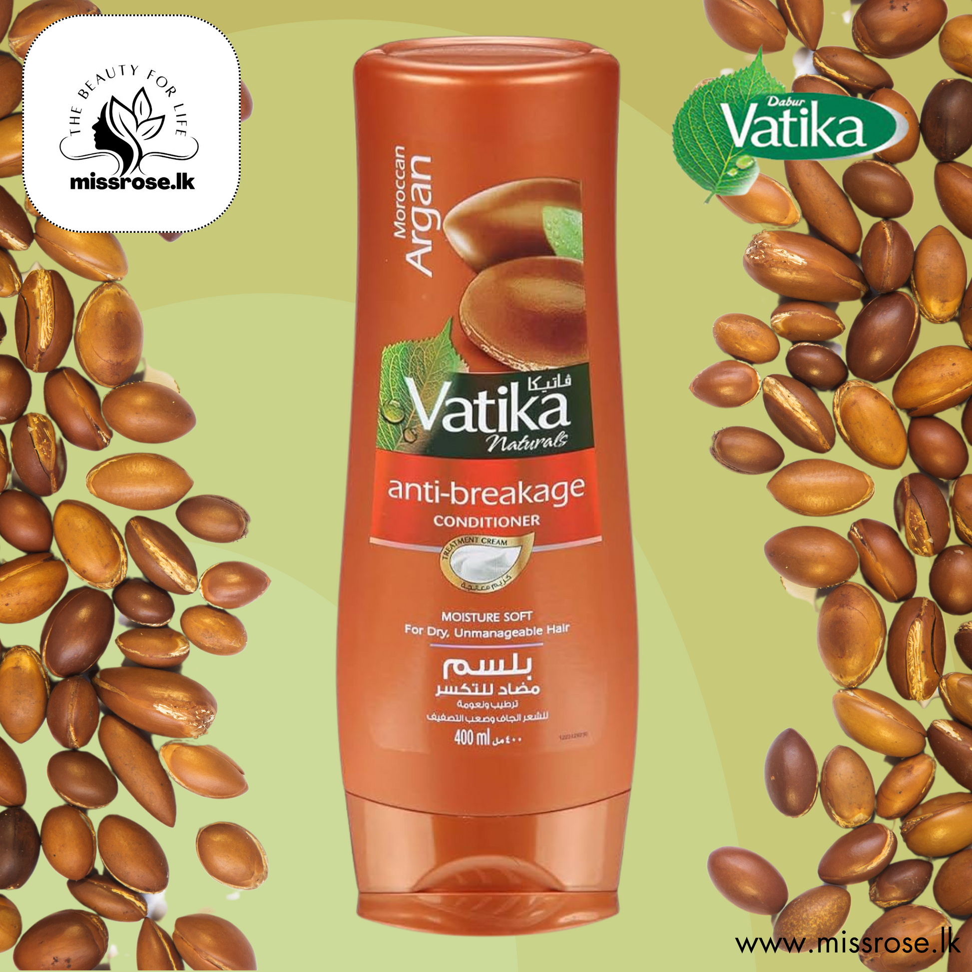 Vatika Argan Conditioner for Moisturizing and Softening Anti-Breakage - 400 ml - missrose.lk