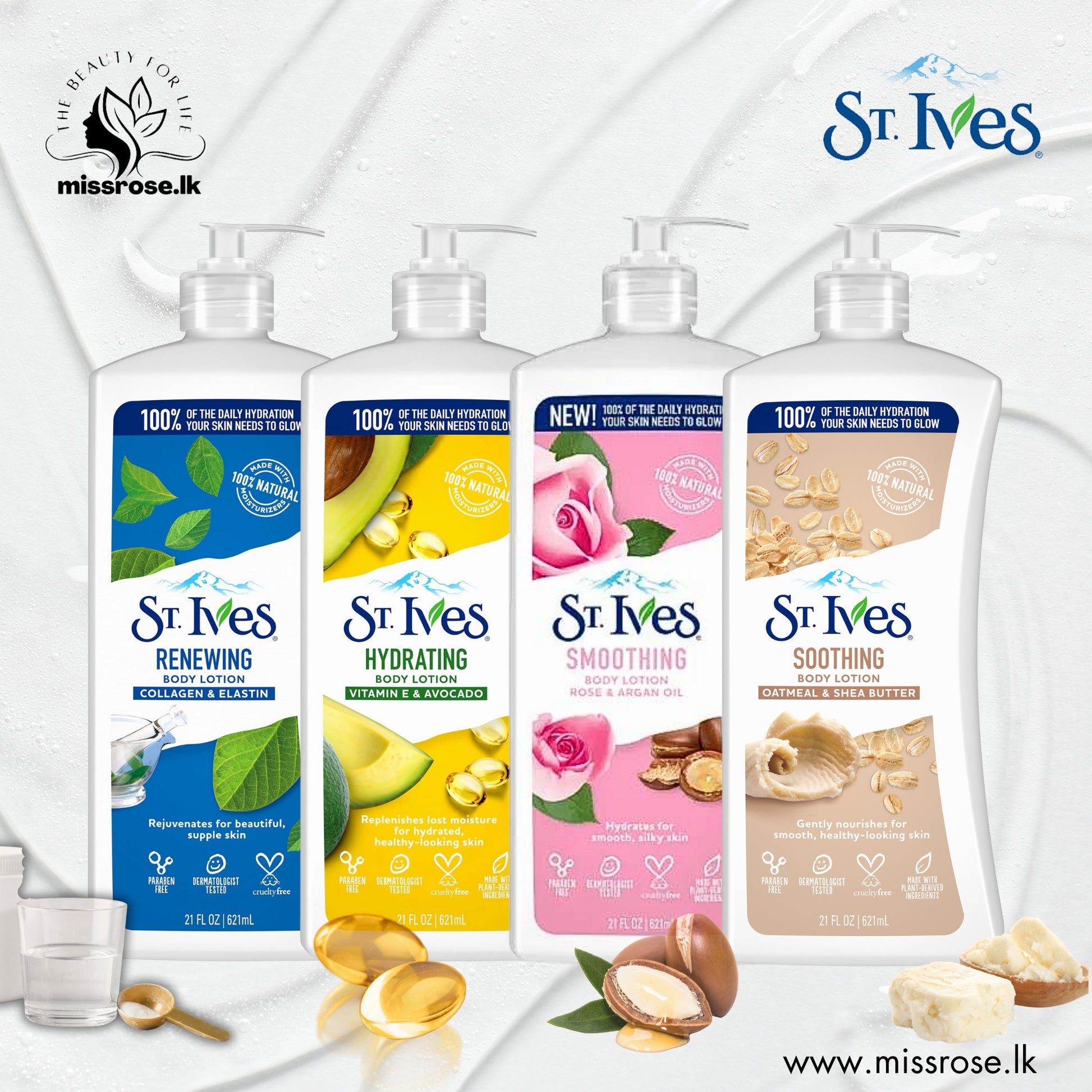 St. Ives Hydrating Vitamin E & Avocado Body Lotion (621ml) - missrose.lk