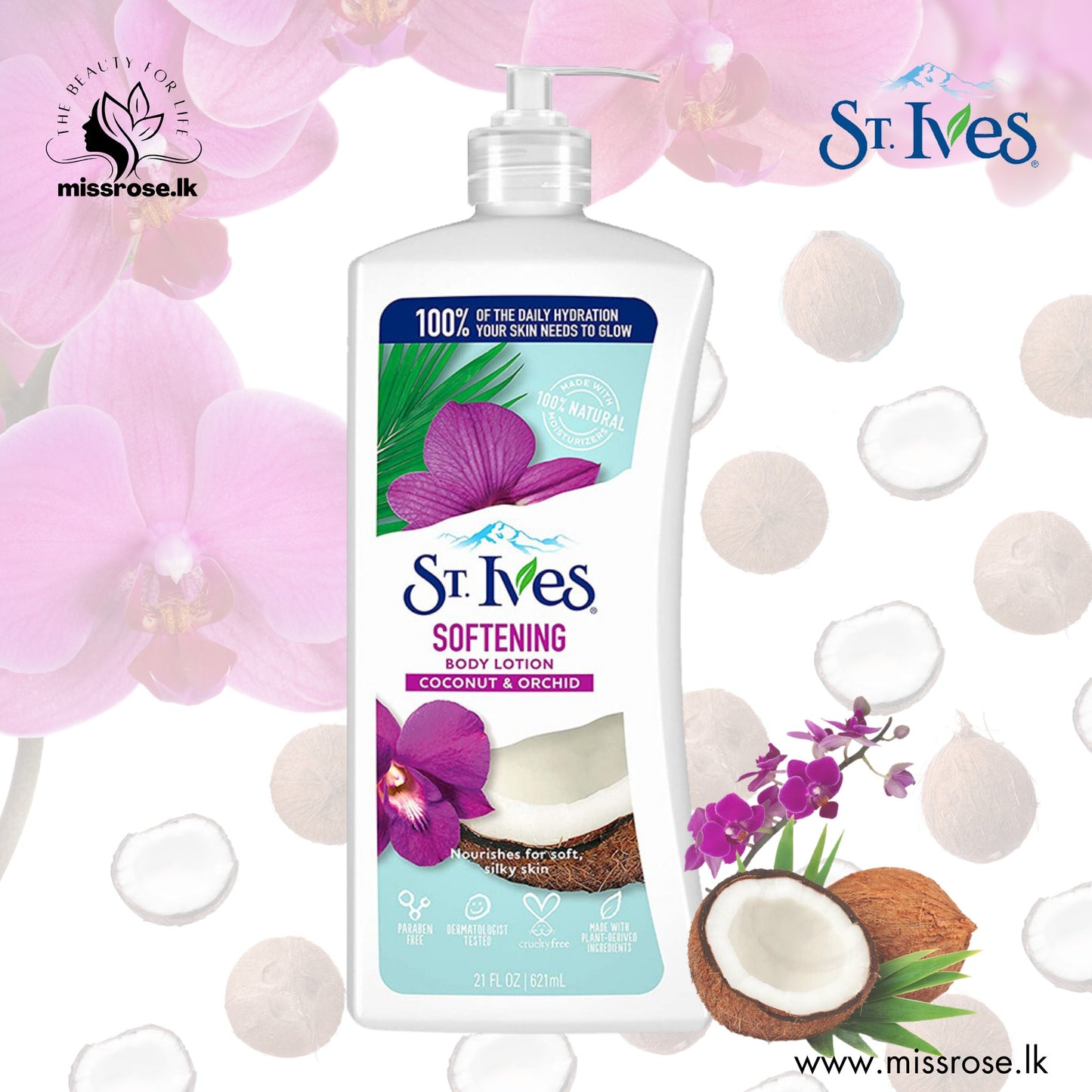 St.Ives Soft & Silky Coconut & Orchid Body Lotion 621ml - missrose.lk