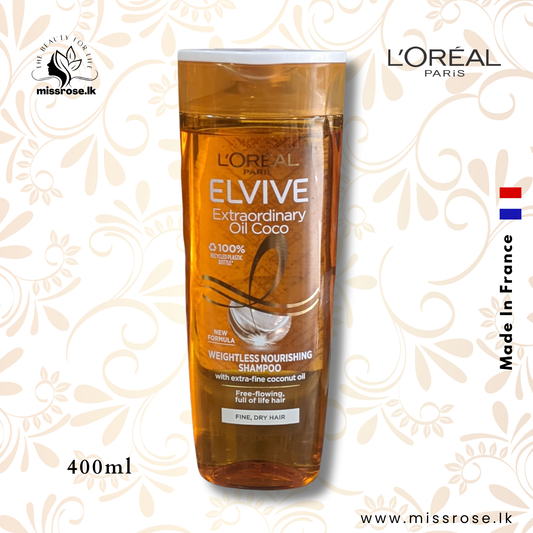 L'OREAL PARIS Elvive Extraordinary oil coco Weightless Nourishing  Shampoo ( Fine, Dry hair ) 400ml