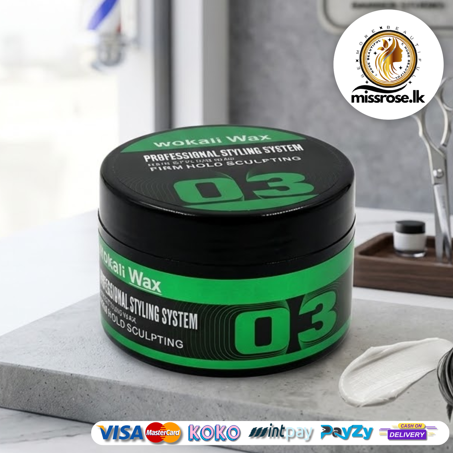 Wokali Wax 03 – Unisex Hair Wax for All Hair Types – Firm-Hold Sculpting  150g