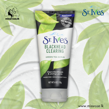 St. Ives Blackhead Clearing Face Scrub, Green Tea – 170g - missrose.lk