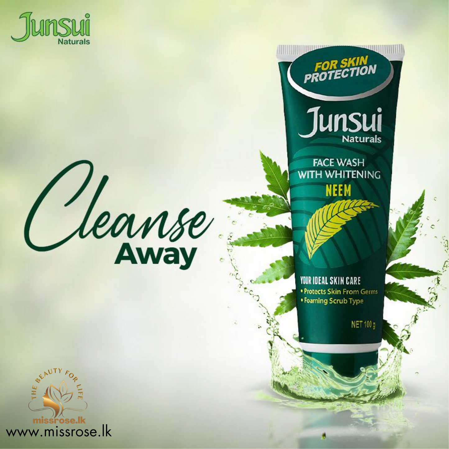 Junsui Naturals Face Wash With Whitening Neem - missrose.lk