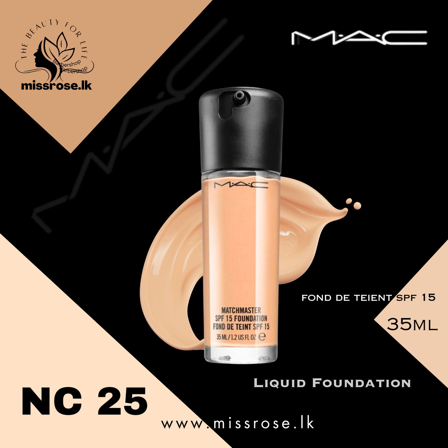 MAC Liquid Foundation NC25 - missrose.lk