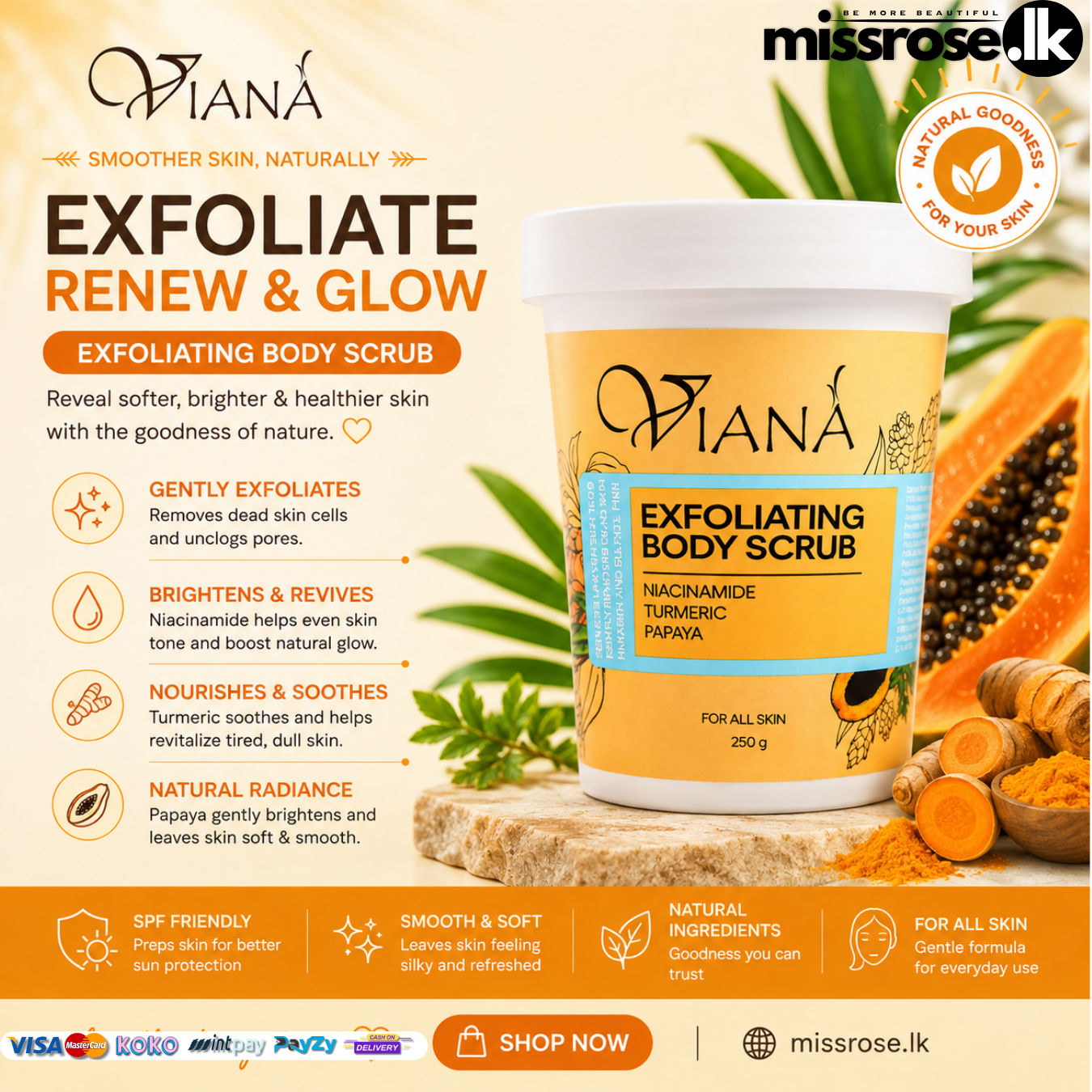 Viana Turmeric & Papaya Exfoliating Body Scrub