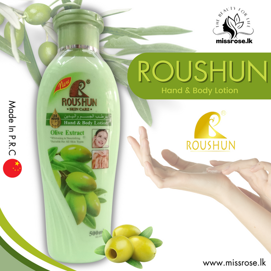 Roushun Skin Care Olive Extract Hand & Body lotion 500ml - missrose.lk