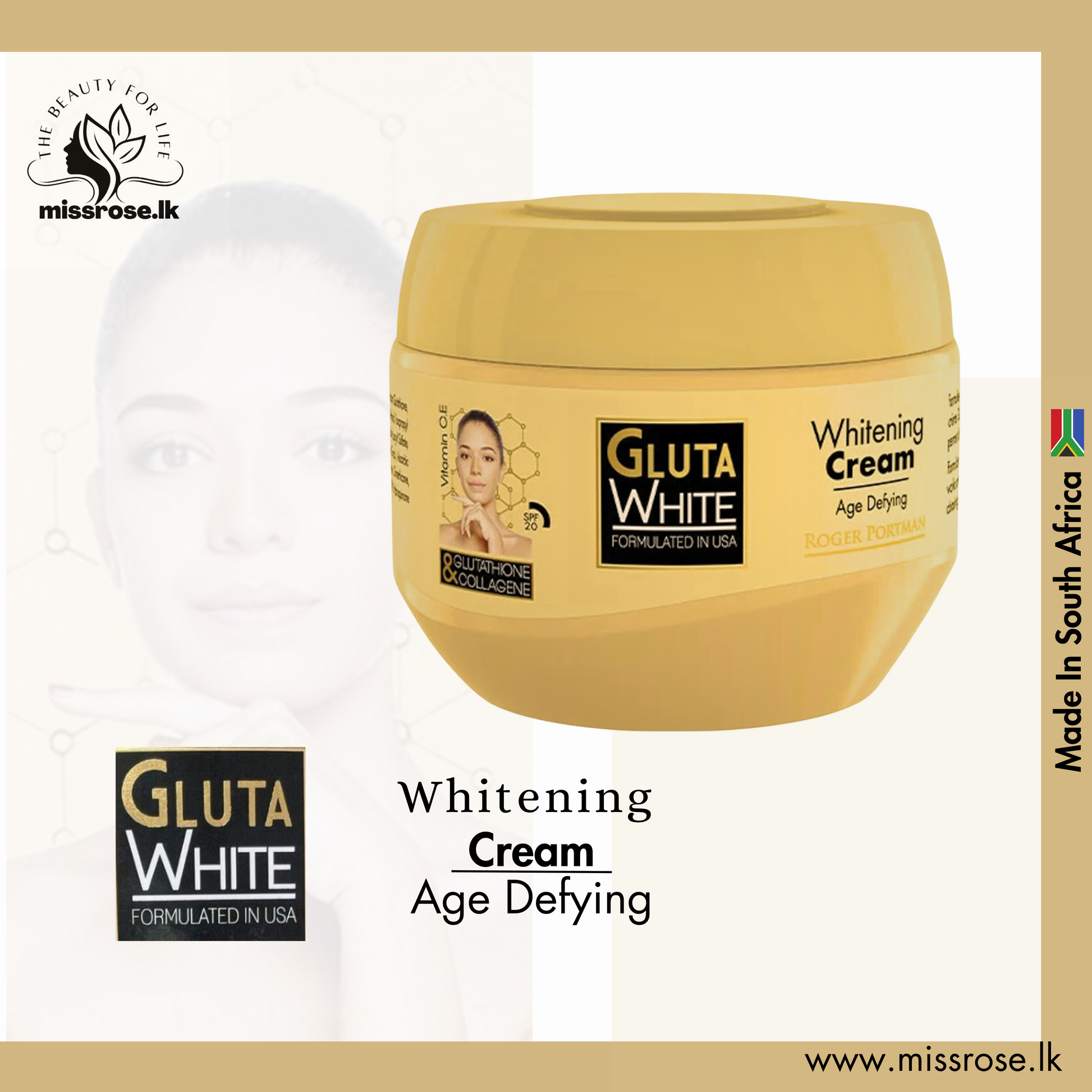 GLUTA WHITE Glutathione and Collagen Whitening Cream - missrose.lk