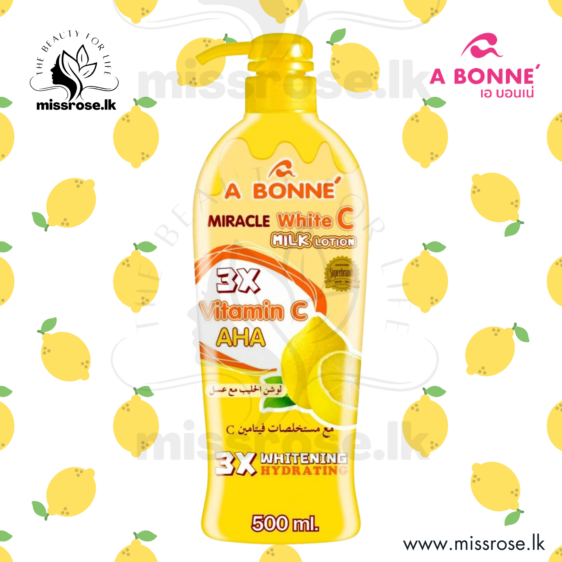 A Bonne Miracle White Milk Lotion 3x Vitamin C AHA - 500ml - missrose.lk