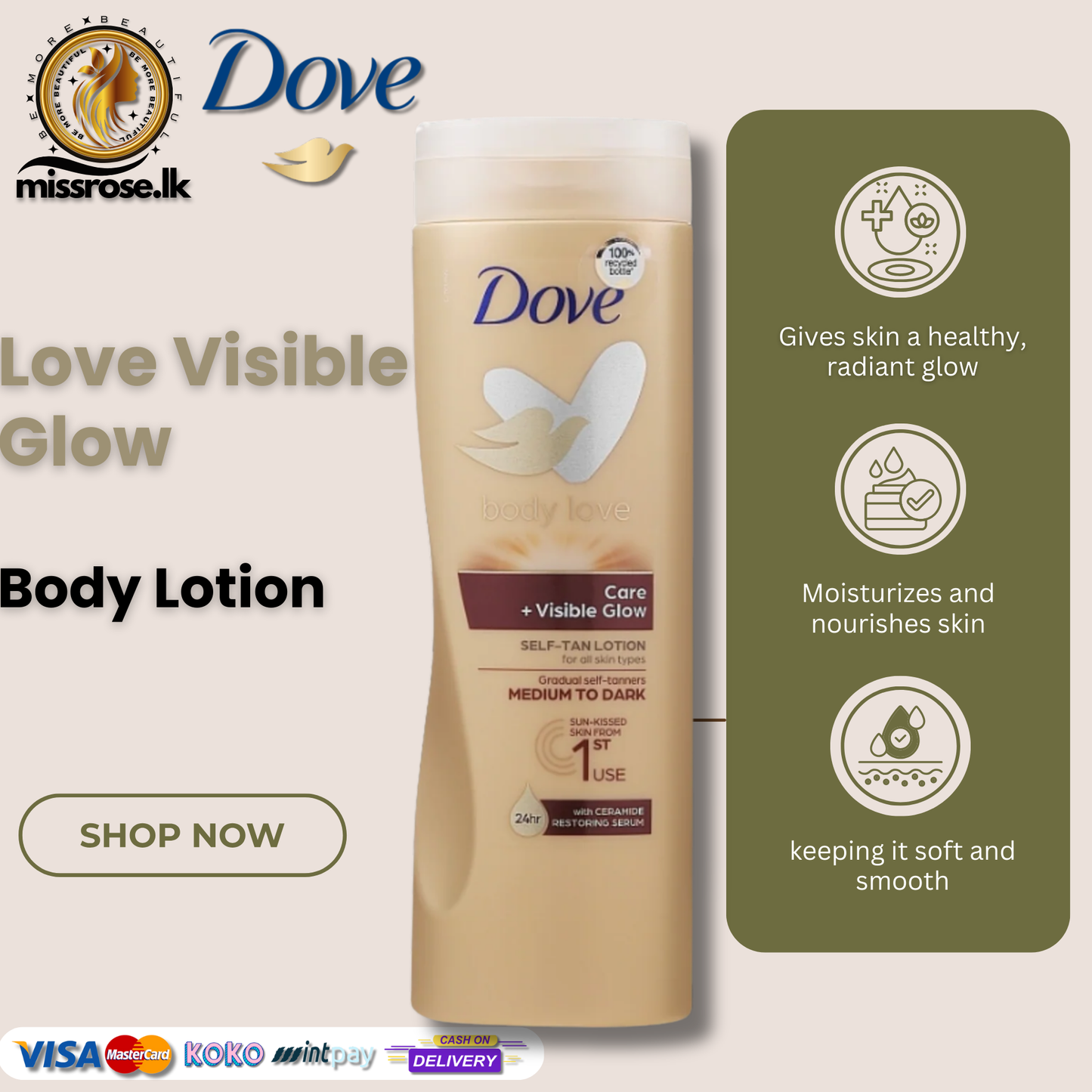 Dove Body Love Visible Glow Gradual Self-Tan Body Lotion