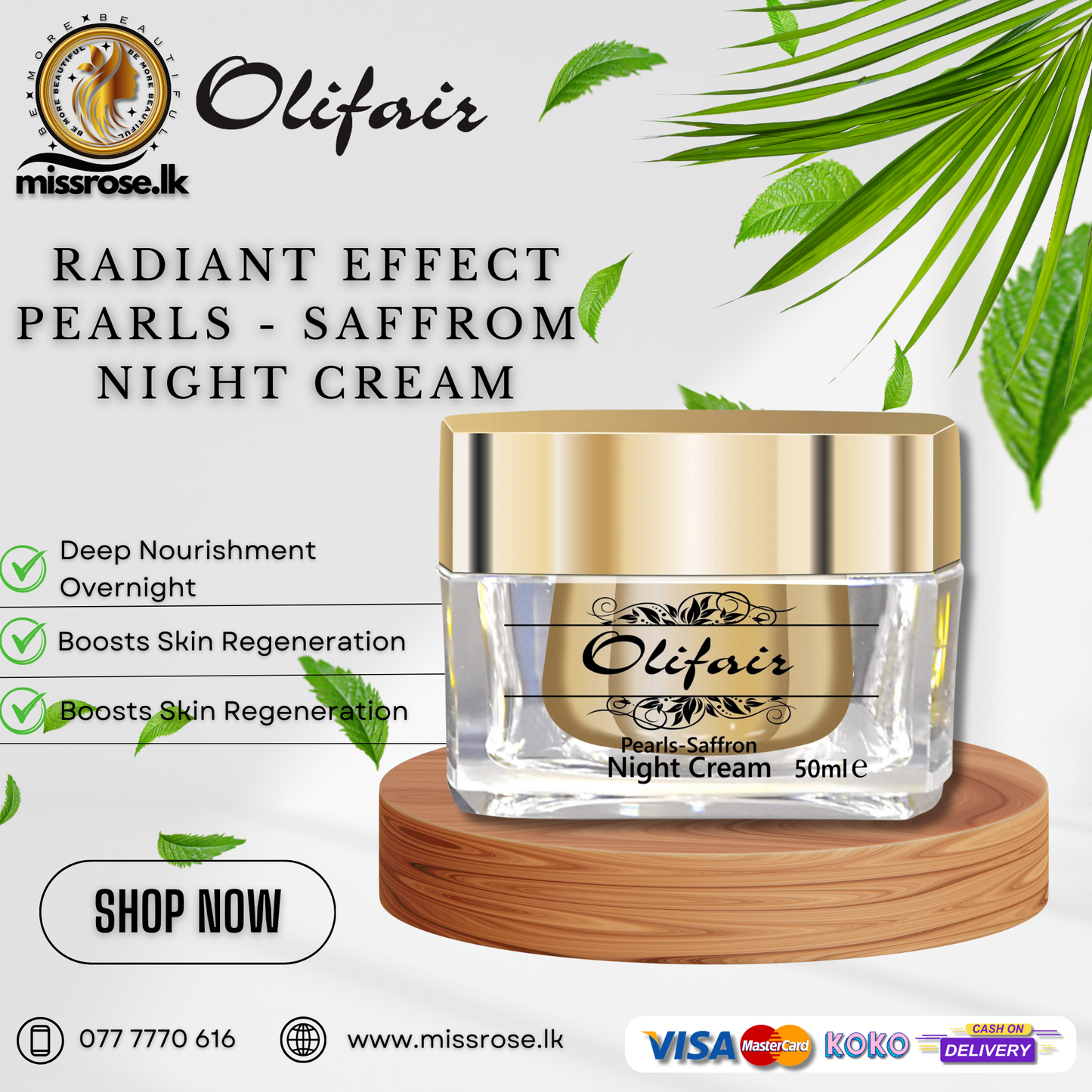 Olifair Radiant Effect Pearls Saffron Night Cream