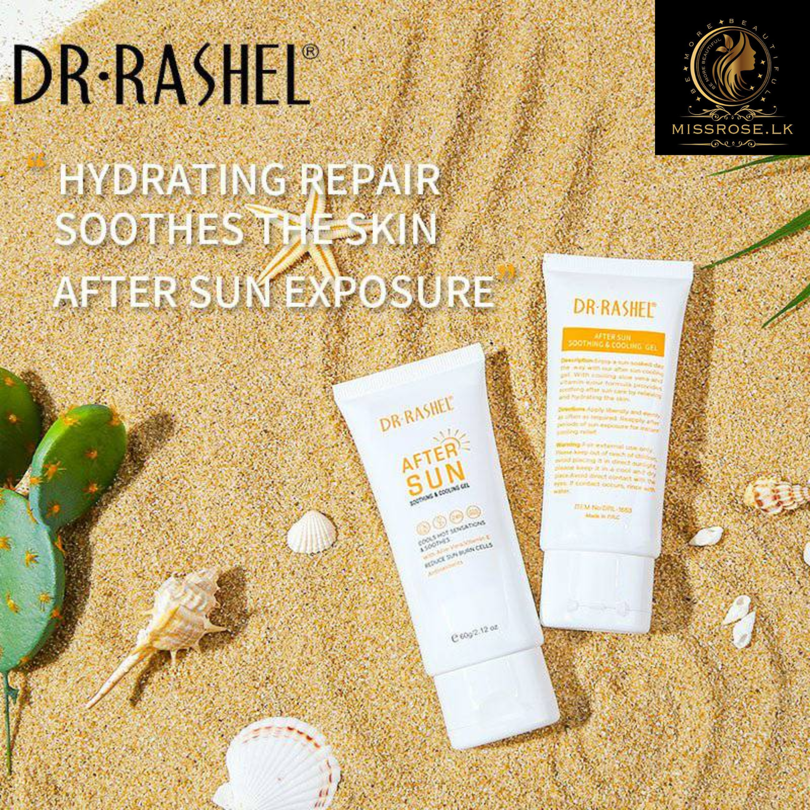 DR RASHEL After Sun Soothing and Cooling Gel Enriched with Aloe Vera and Vitamin E 60g - Missrose.lk