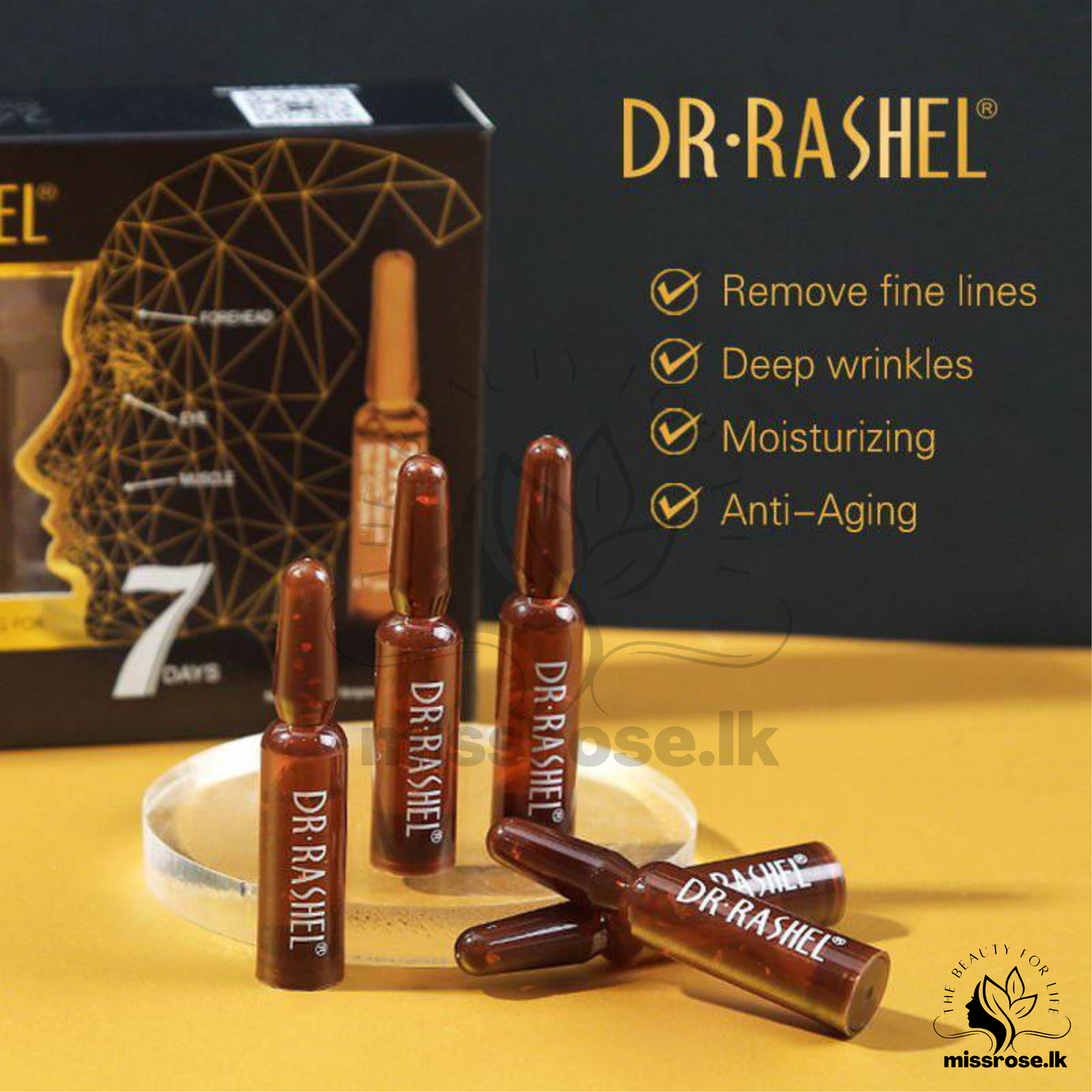 DR RASHEL Skin Care 24K Gold Ampoule Face Serum 2ml X 7pcs - Missrose.lk