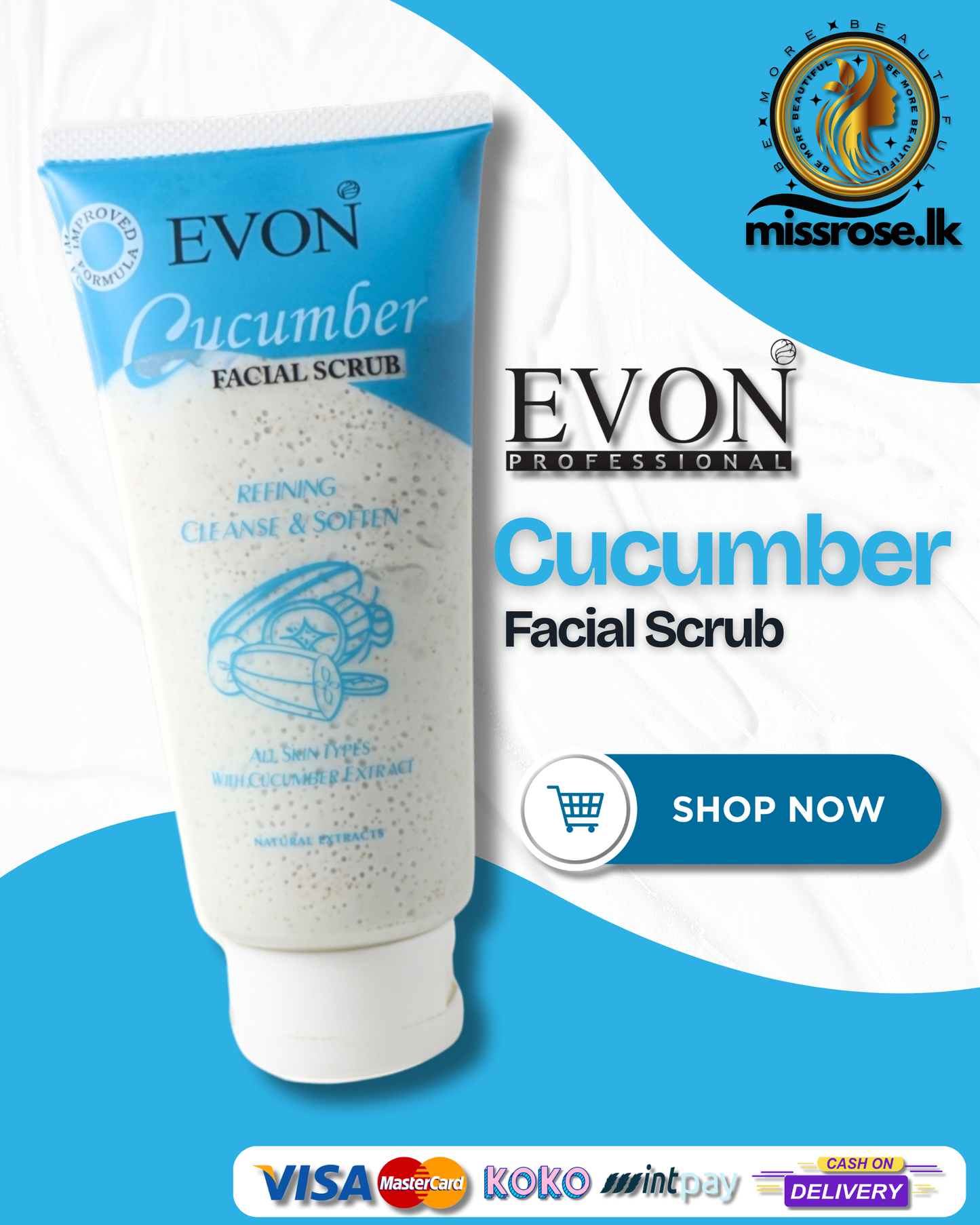 Evon Cucumber Clean & Refresh Facial Scrub 100ml