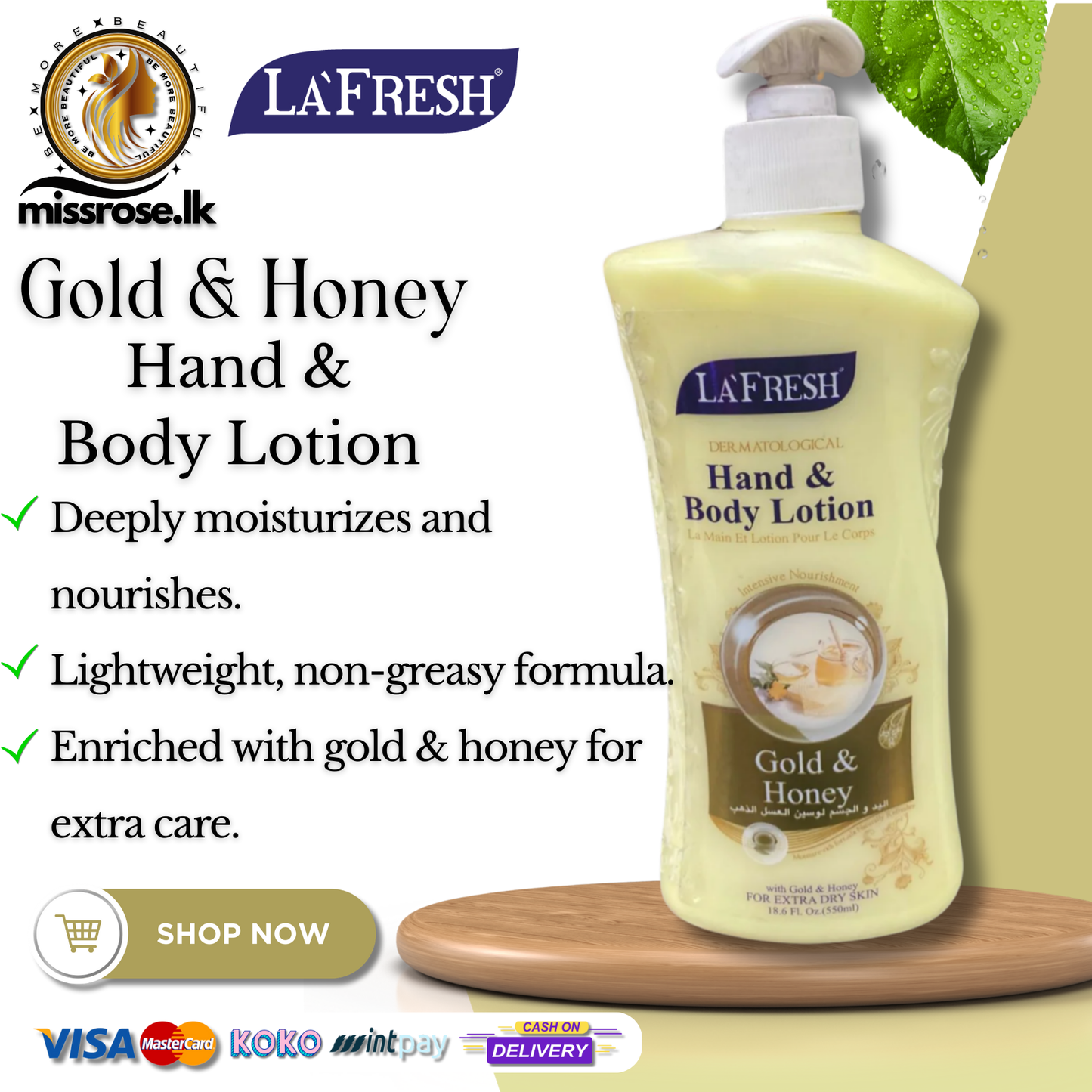 La Fresh Gold & Honey Hand & Body Lotion 550ml
