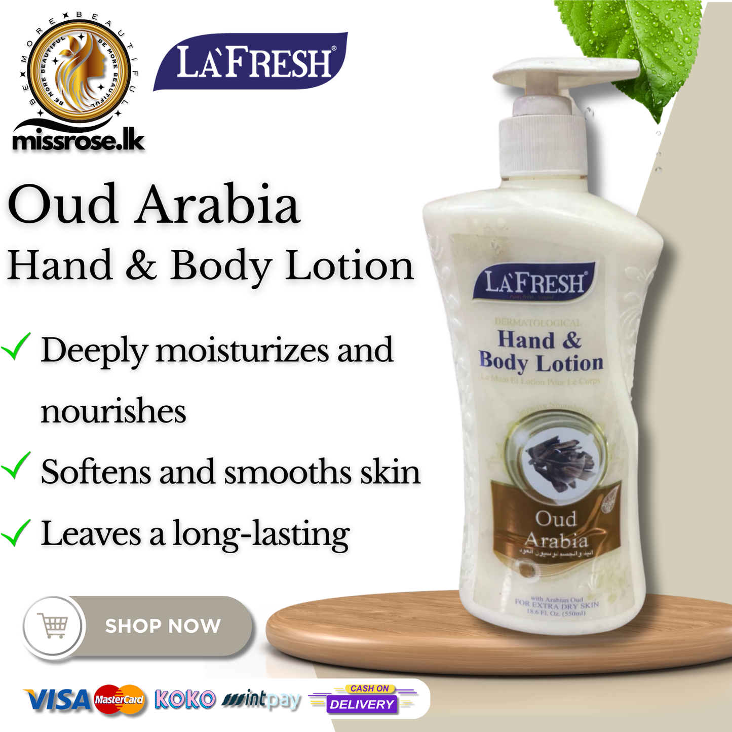La' Fresh Oud Arabia Hand & Body Lotion 550ml