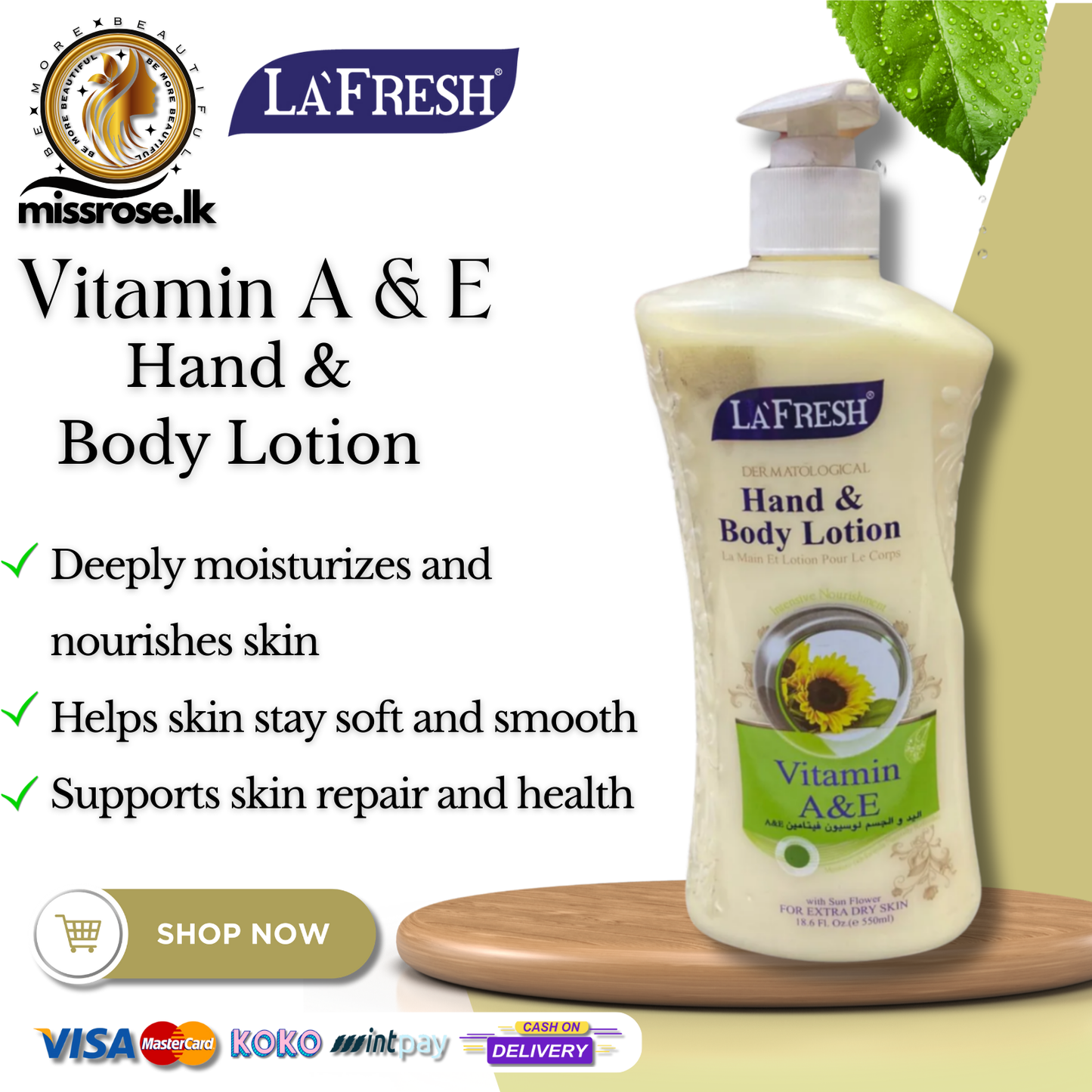 La Fresh Vitamin A & E Hand & Body Lotion - 550ml