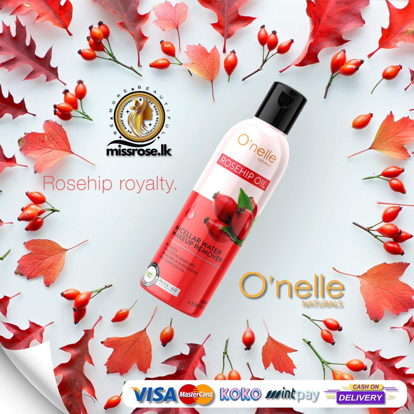 O'nelle Rosehip Oil Micellar Water Makeup Remover with Spray Top