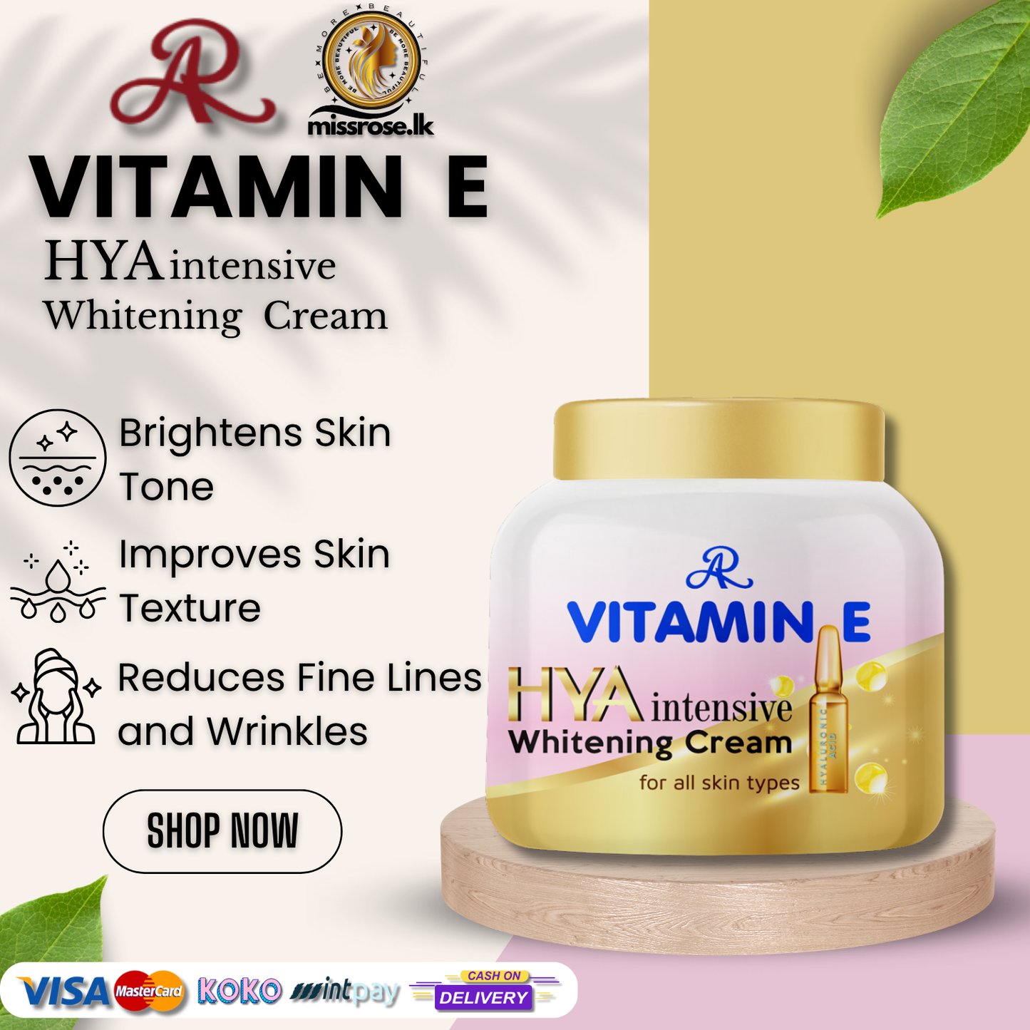 AR Vitamin E HYA Intensive Whitening Cream 200g