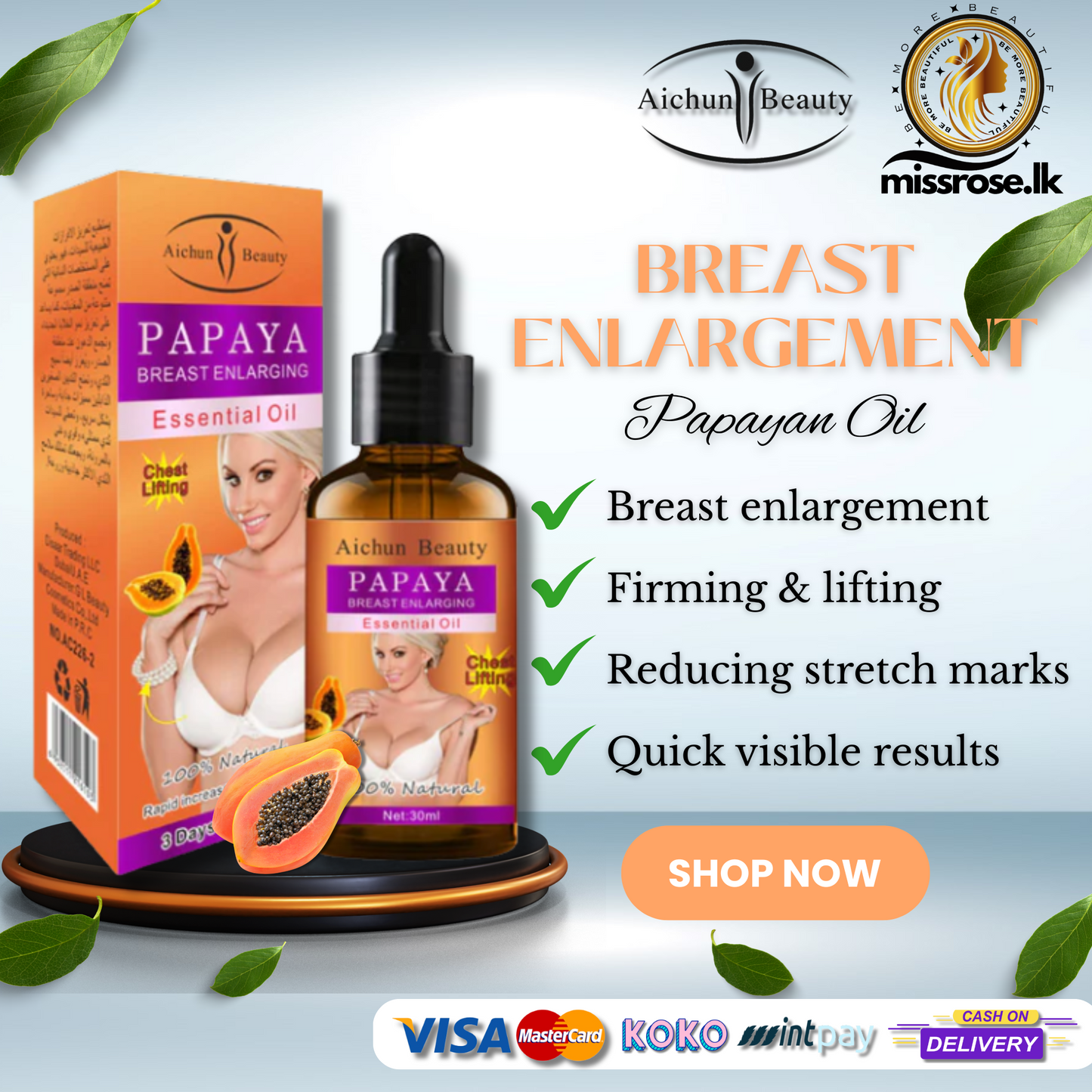 Aichun Beauty Papaya Breast Enlarging Essential Oil 30ml