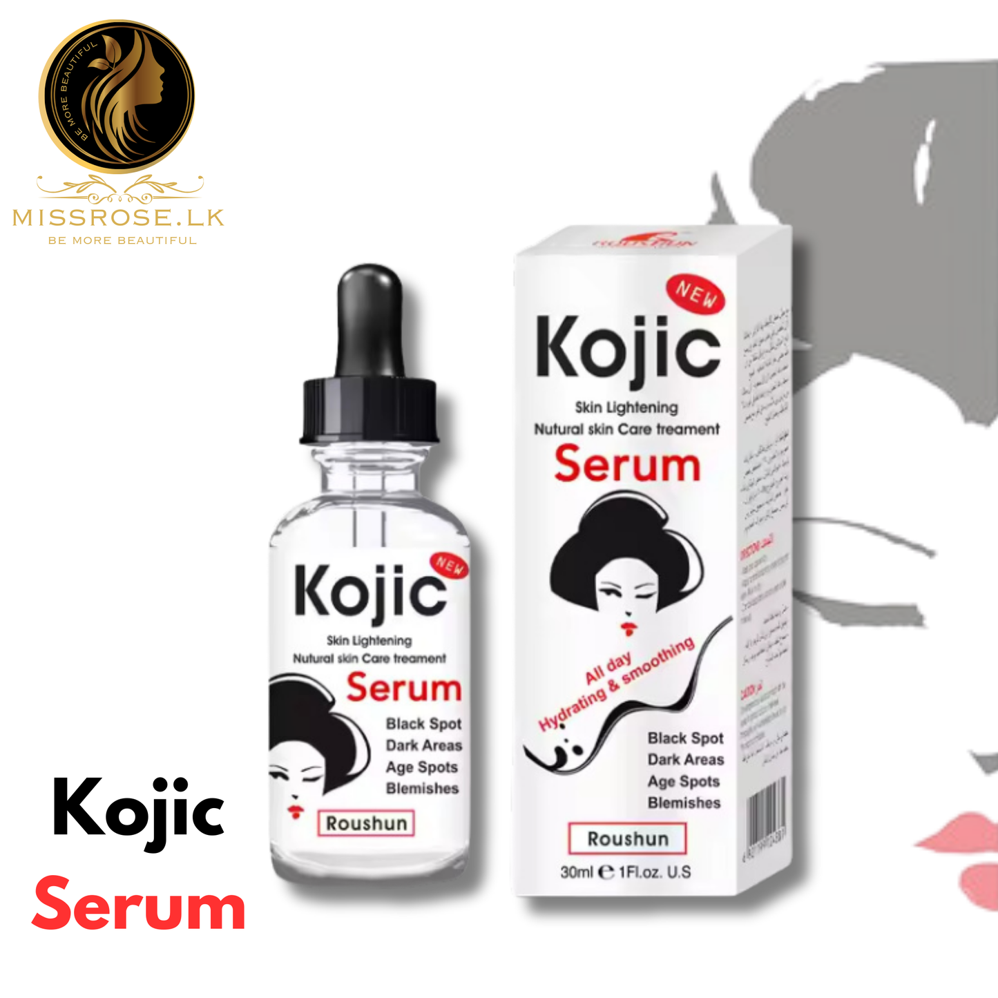 ROUSHUN Kojic Skin lightening Natural skin treatment Face Serum Original