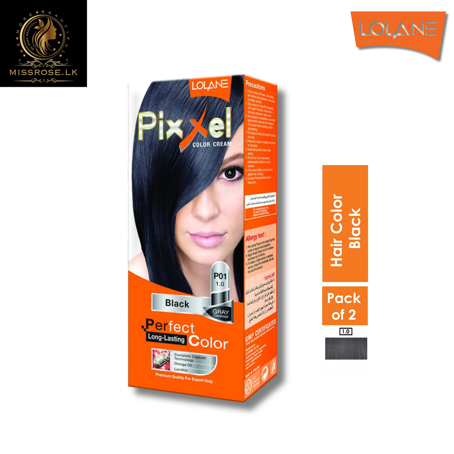 LOLANE PIXXEL COLOR CREAM P01 BLACK 1.0 - Missrose.lk