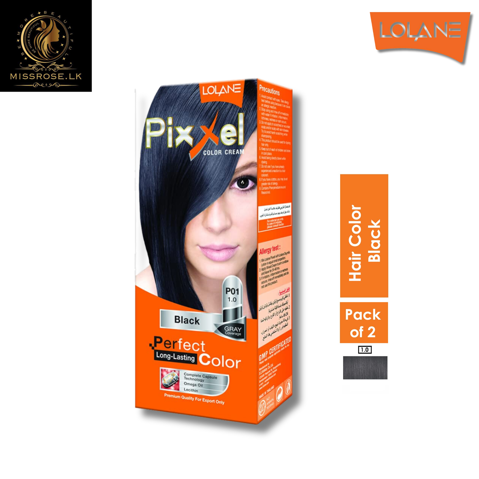 LOLANE PIXXEL COLOR CREAM P01 BLACK 1.0 - Missrose.lk