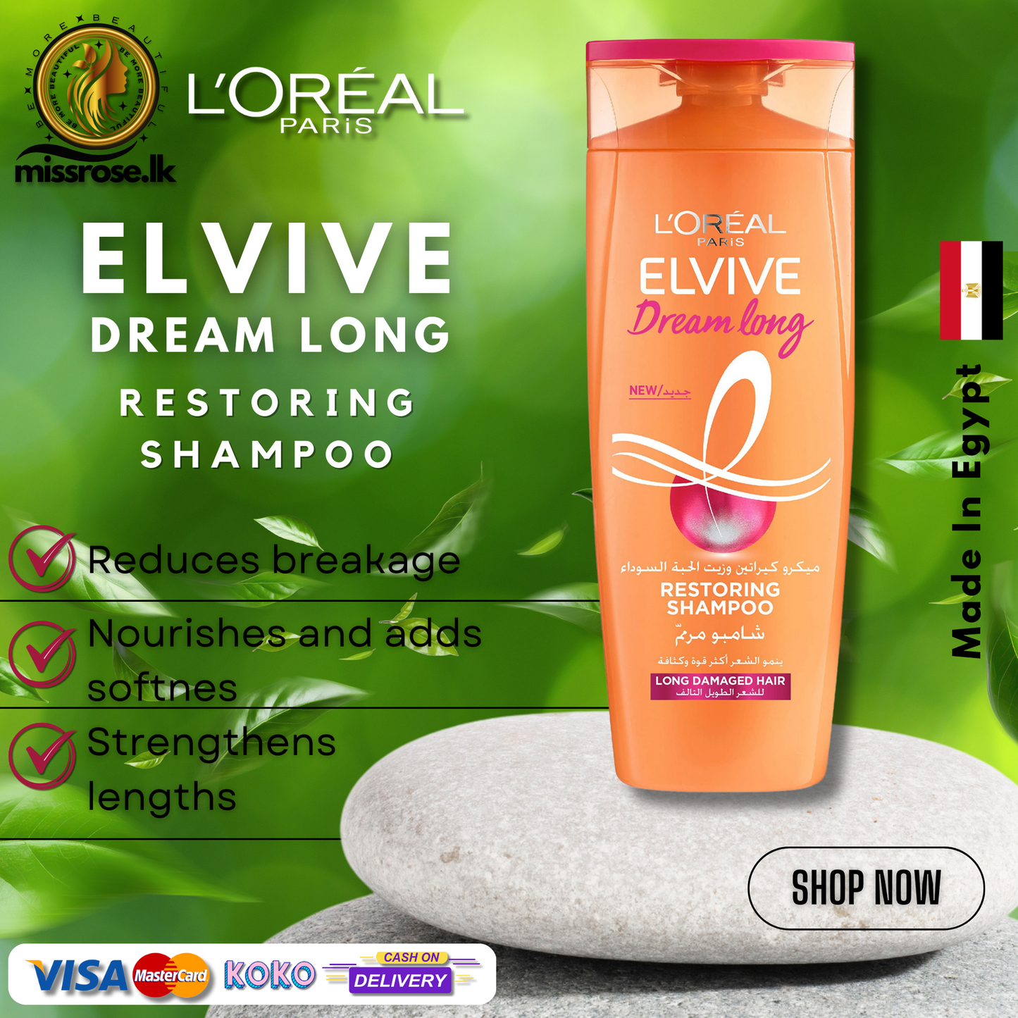 Loreal Paris Elvive Dream Lengths Long Hair Shampoo - Missrose.lk