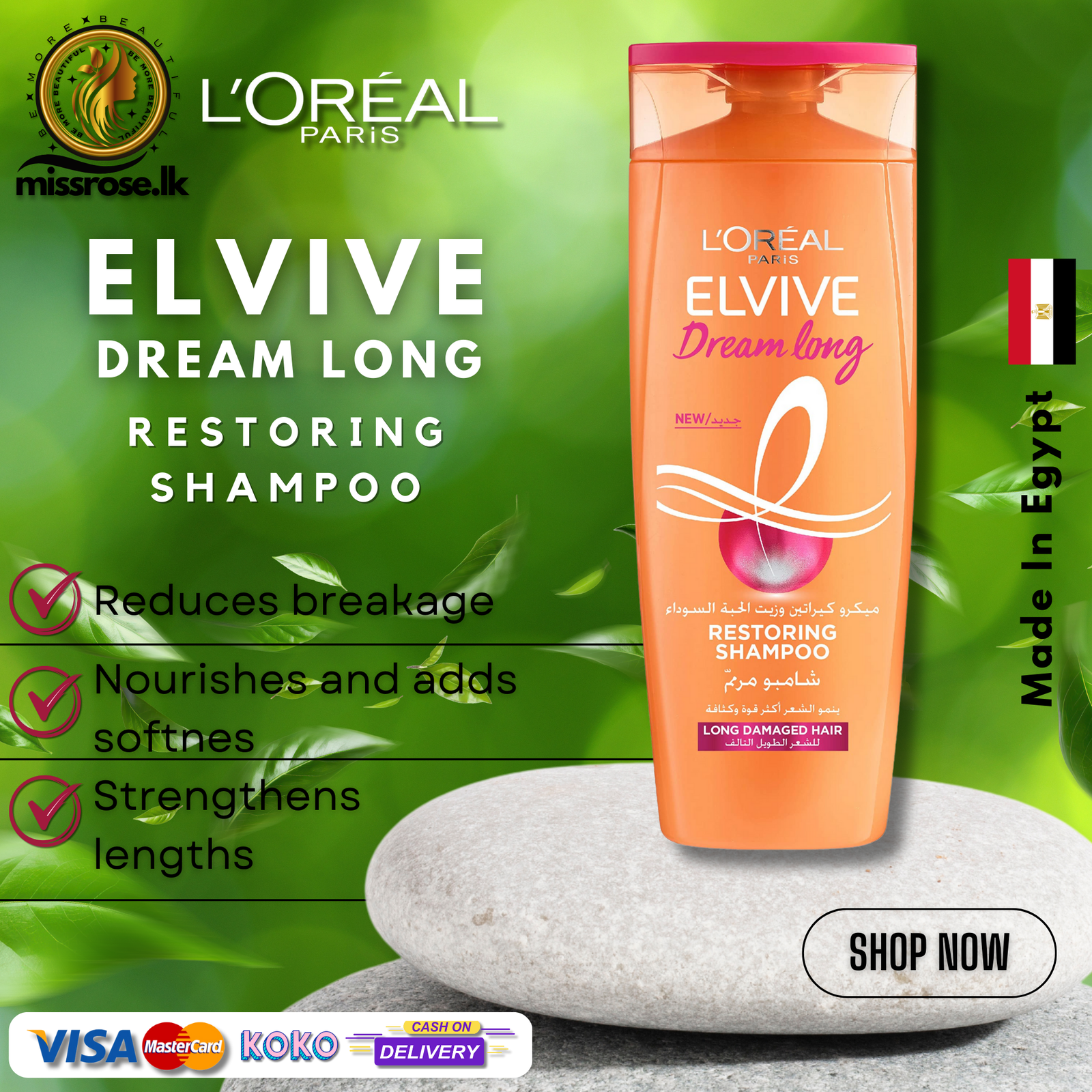 Loreal Paris Elvive Dream Lengths Long Hair Shampoo - Missrose.lk