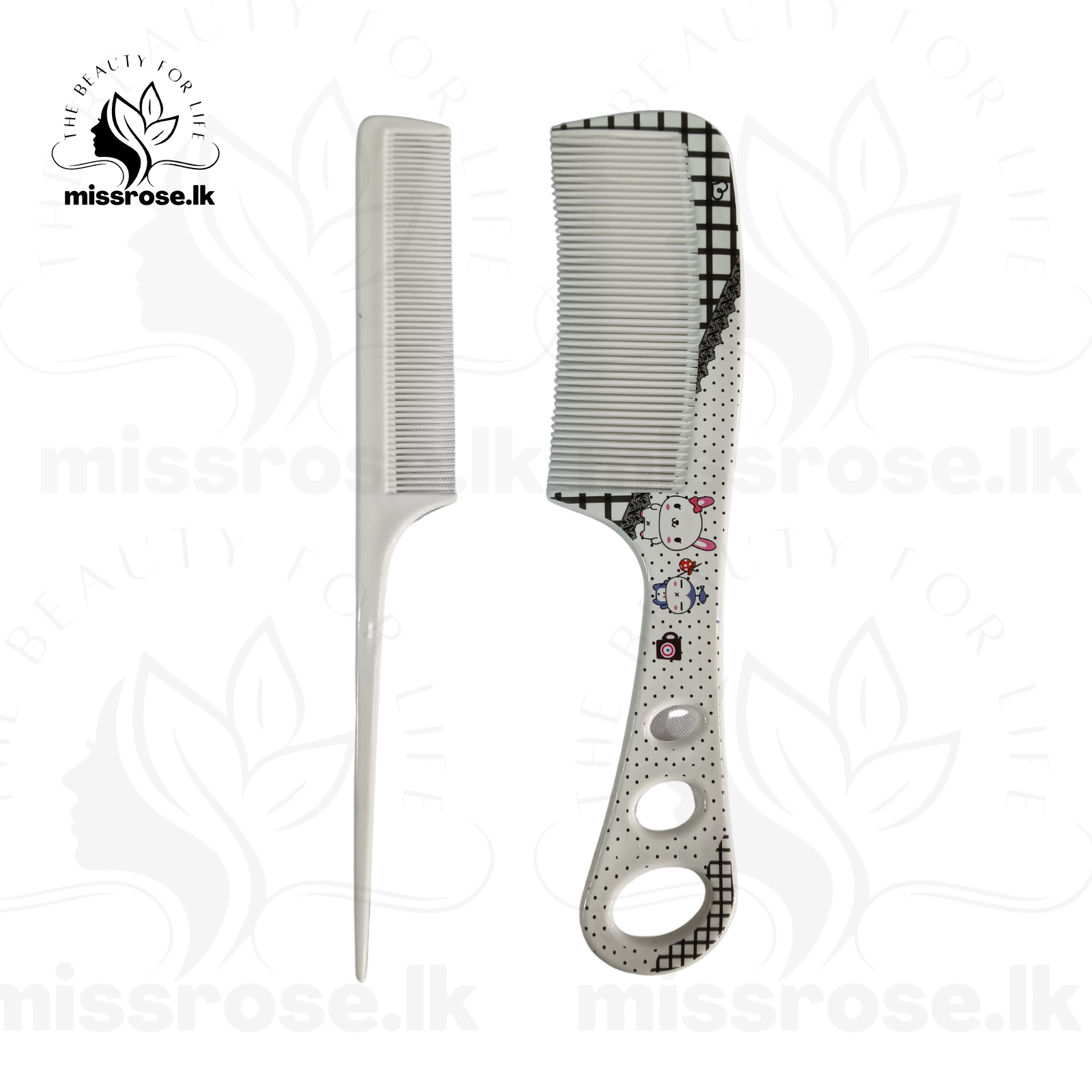 Maker Cartoon Image Kids Hair Straightener Brush Dyeing Rat Tail Comb Set for Girls - 1set - Missrose.lk