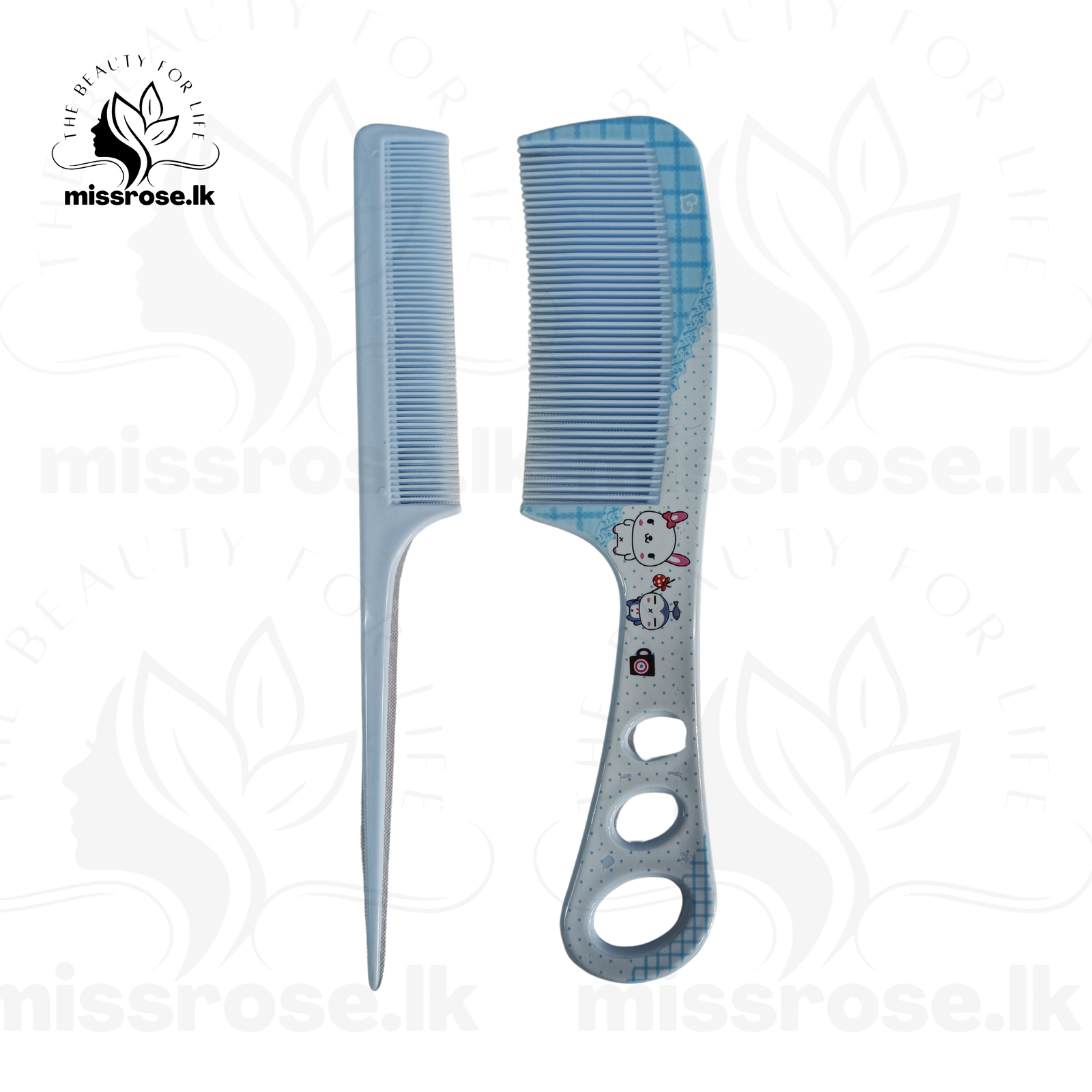 Maker Cartoon Image Kids Hair Straightener Brush Dyeing Rat Tail Comb Set for Girls - 1set - Missrose.lk