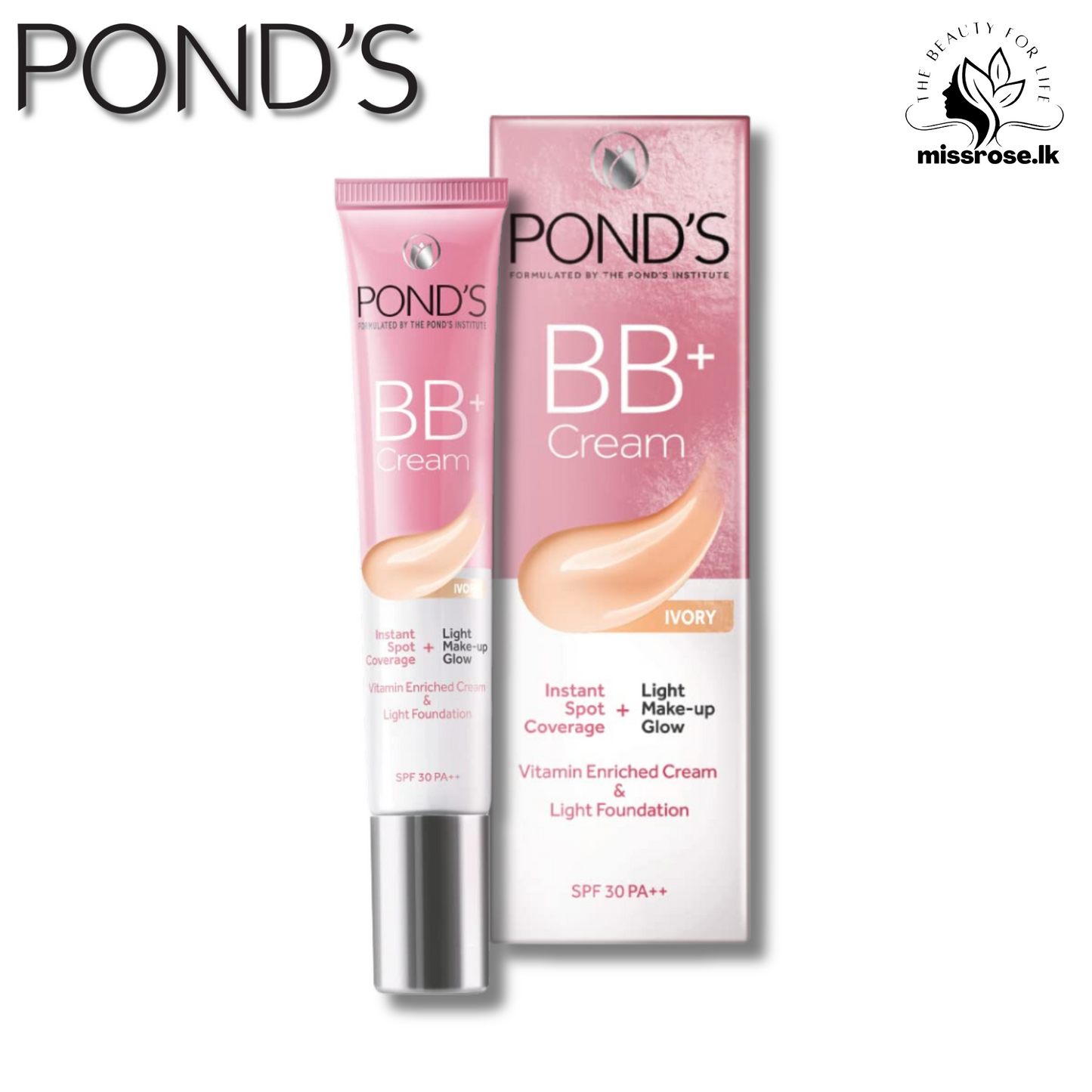 POND'S Bb+ Cream, Instant Spot Coverage + Light Make-Up Glow, Ivory