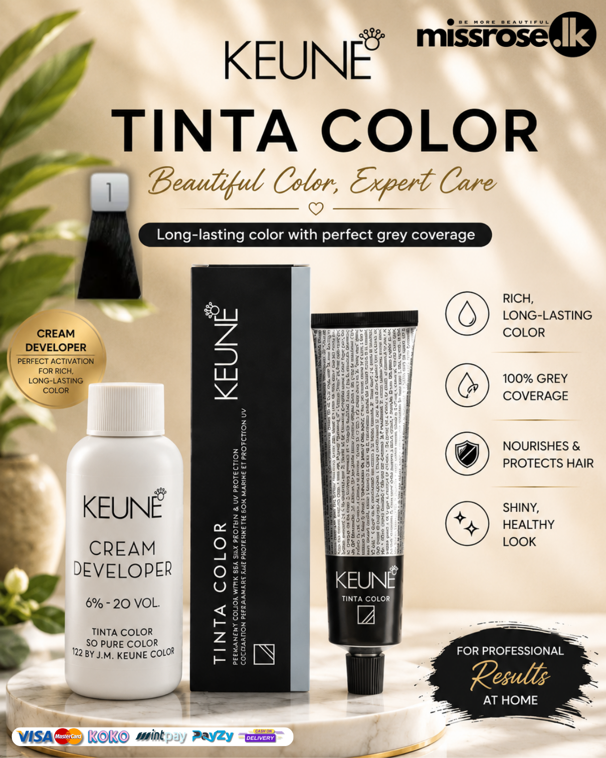 KEUNE TINTA COLOR No.1 + 6% Cream Developer