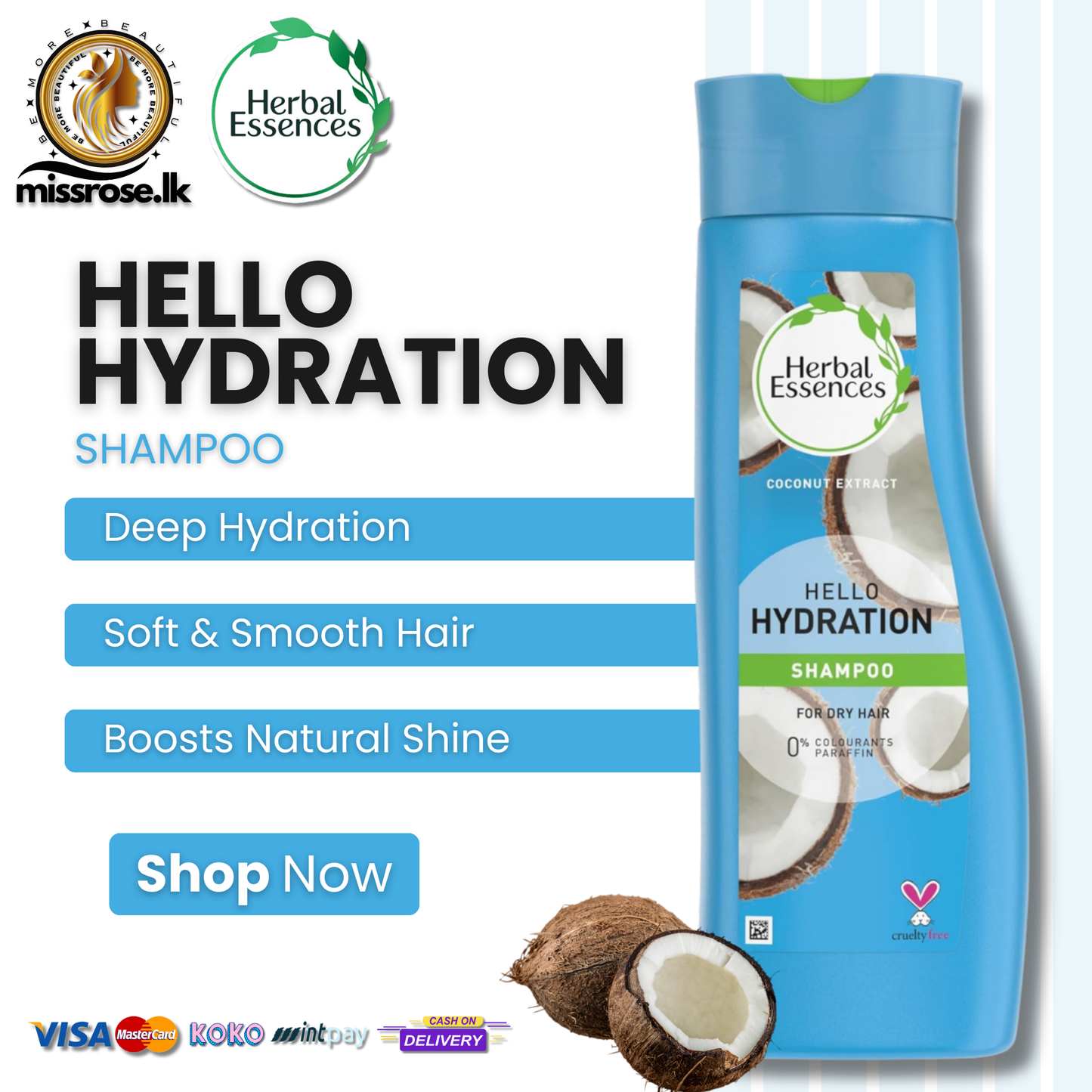 Herbal Essences Hello Hydration Shampoo for Dry Hair - 400ml