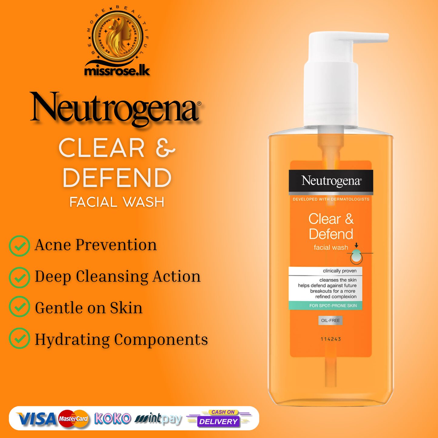 Neutrogena Clear & Defend Facial Wash 200ml