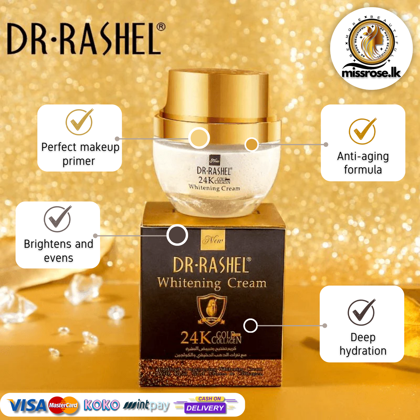 Dr.Rashel 24K Gold Collagen Whitening Cream - 30ml