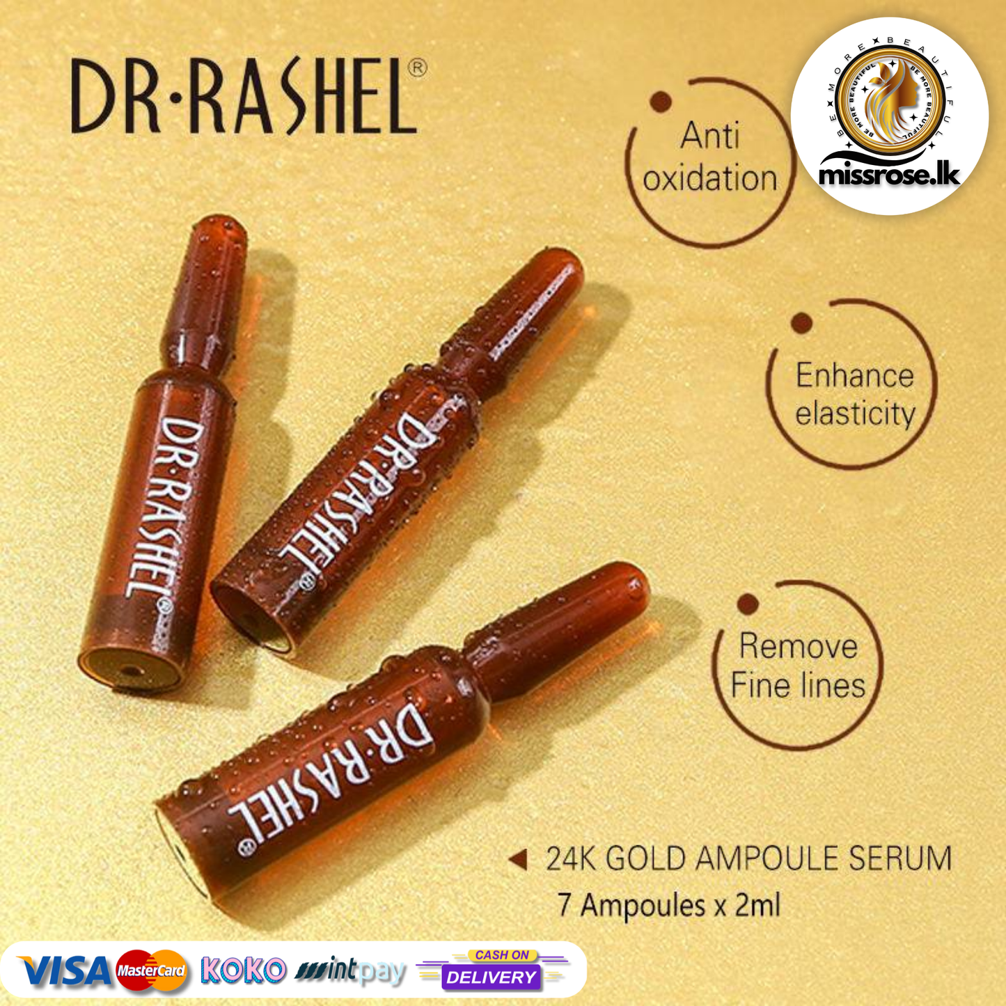 DR RASHEL Skin Care 24K Gold Ampoule Face Serum 2ml X 7pcs