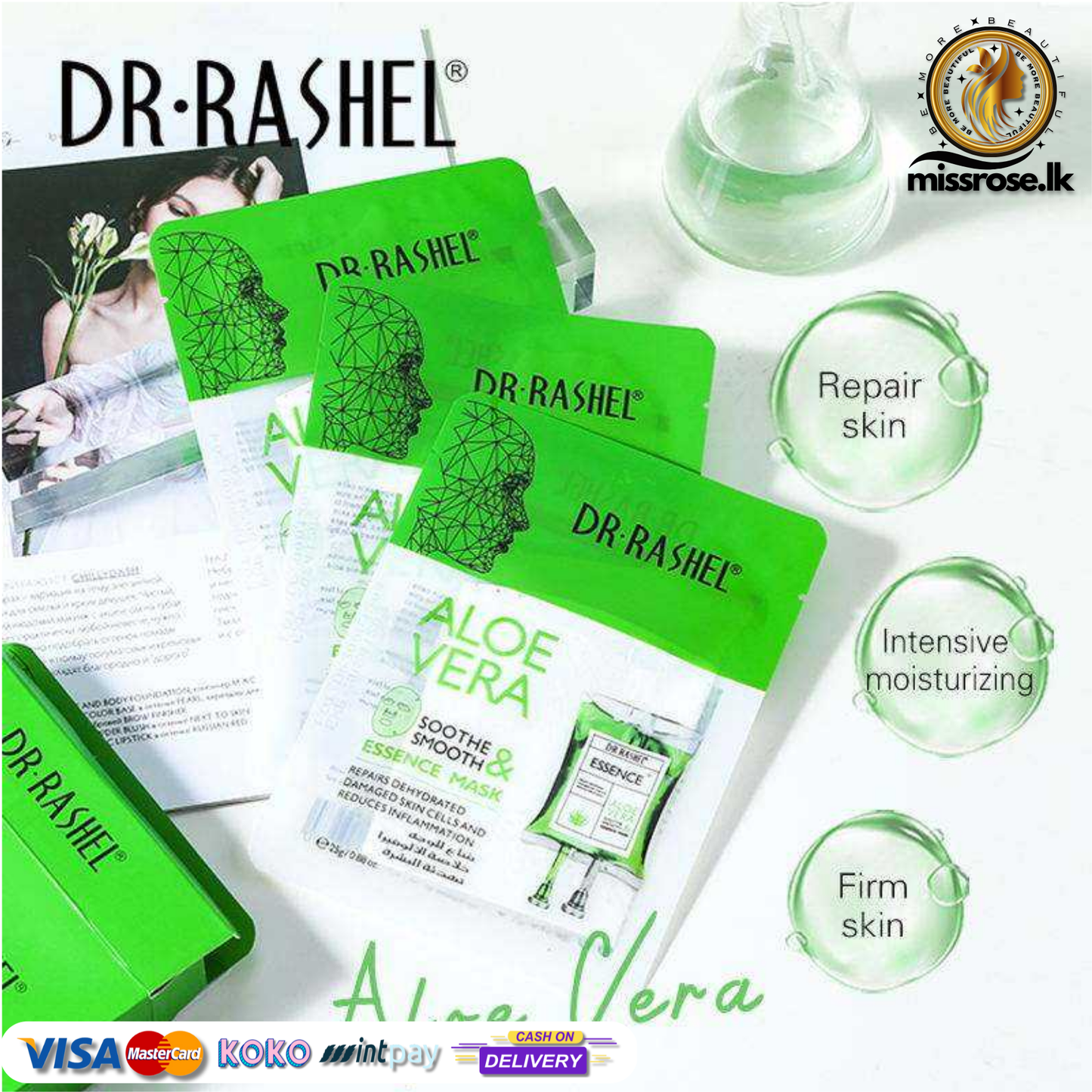 Dr.Rashel Aloe Vera Soothe & Smooth Essence Mask 5 pieces