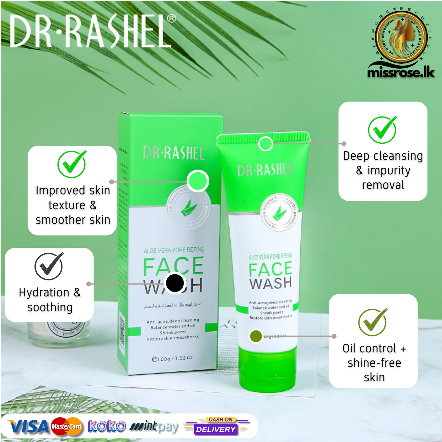 DR RASHEL Aloe Vera Pore Refine Face Wash 100g