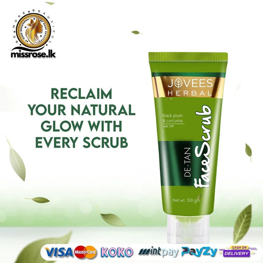 Jovees Detan Face Scrub With SPF | Black Plum, Walnut & Turmeric | All Skin Types