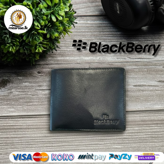 BlackBerry Leather Slim Trifold Black Wallets For Men