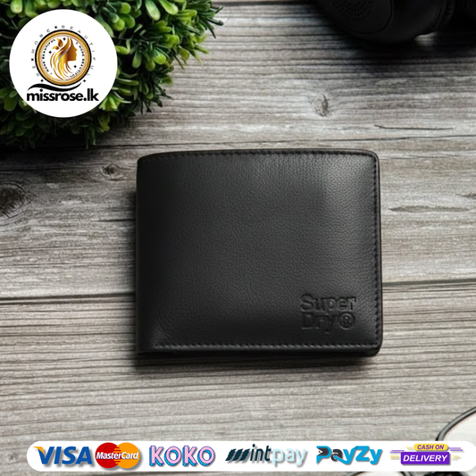 super dry Leather Black Wallet – Men’s
