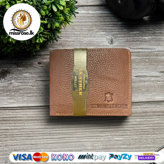 Genuine Leather Slim Trifold Brown Wallets For Men