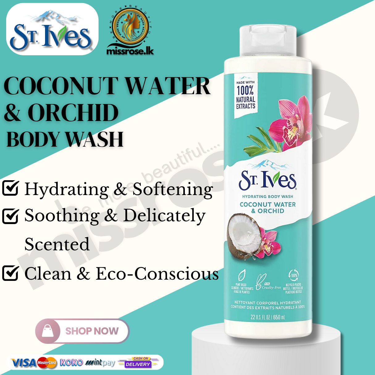St. Ives Hydrating Coconut Water & Orchid Body Wash 650ml